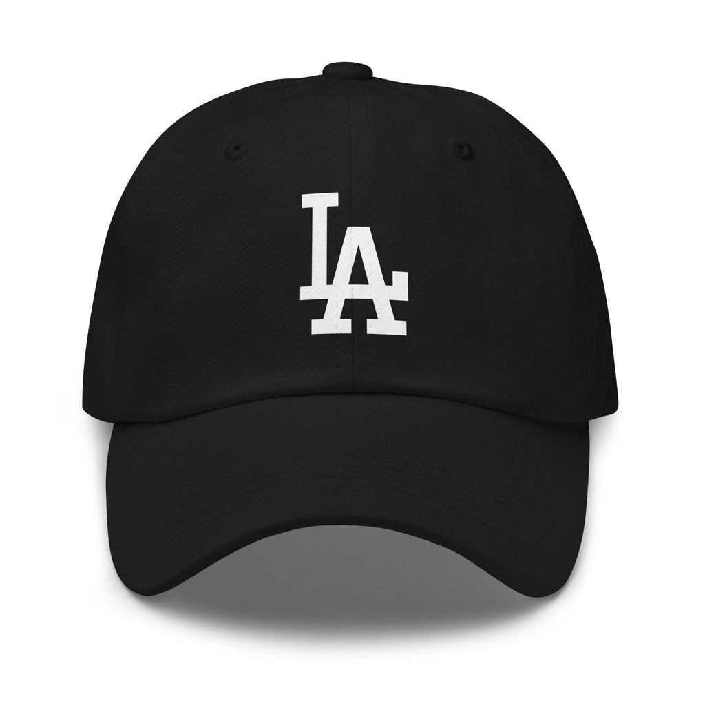 Black Cap Classic Dad Hat with White LA design - Product mockup