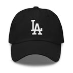 Black Cap Classic Dad Hat with White LA design - Product mockup