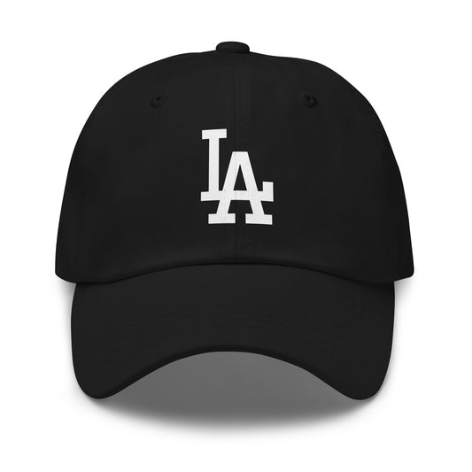 Black Cap Classic Dad Hat with White LA design - Product mockup