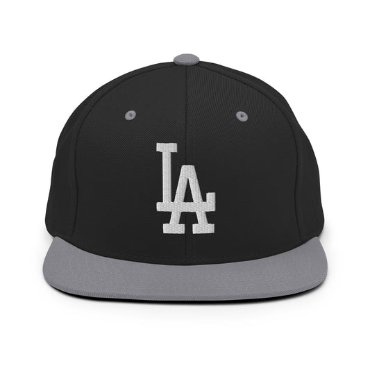 LA Classic Snapback Hat black and silver mockup