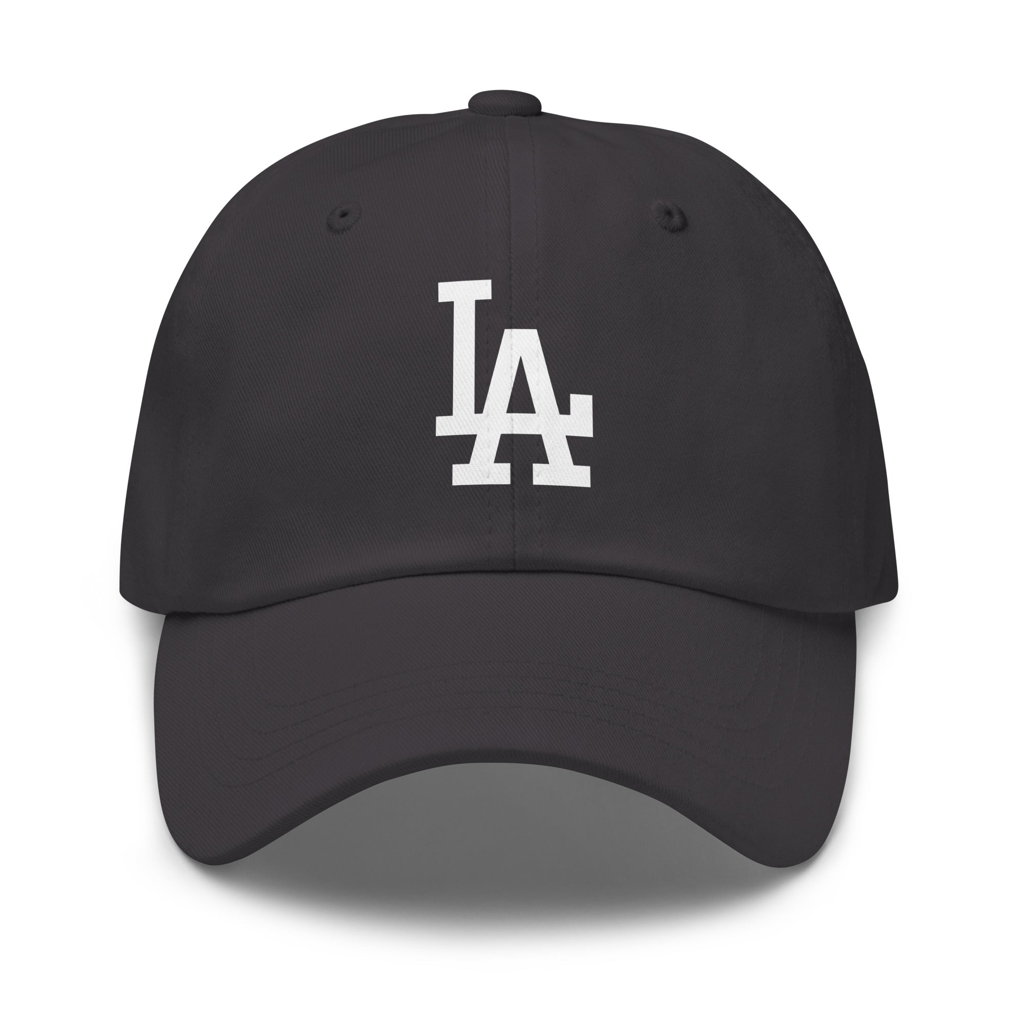 Dark Grey Cap Classic Dad Hat with White LA design - Product mockup