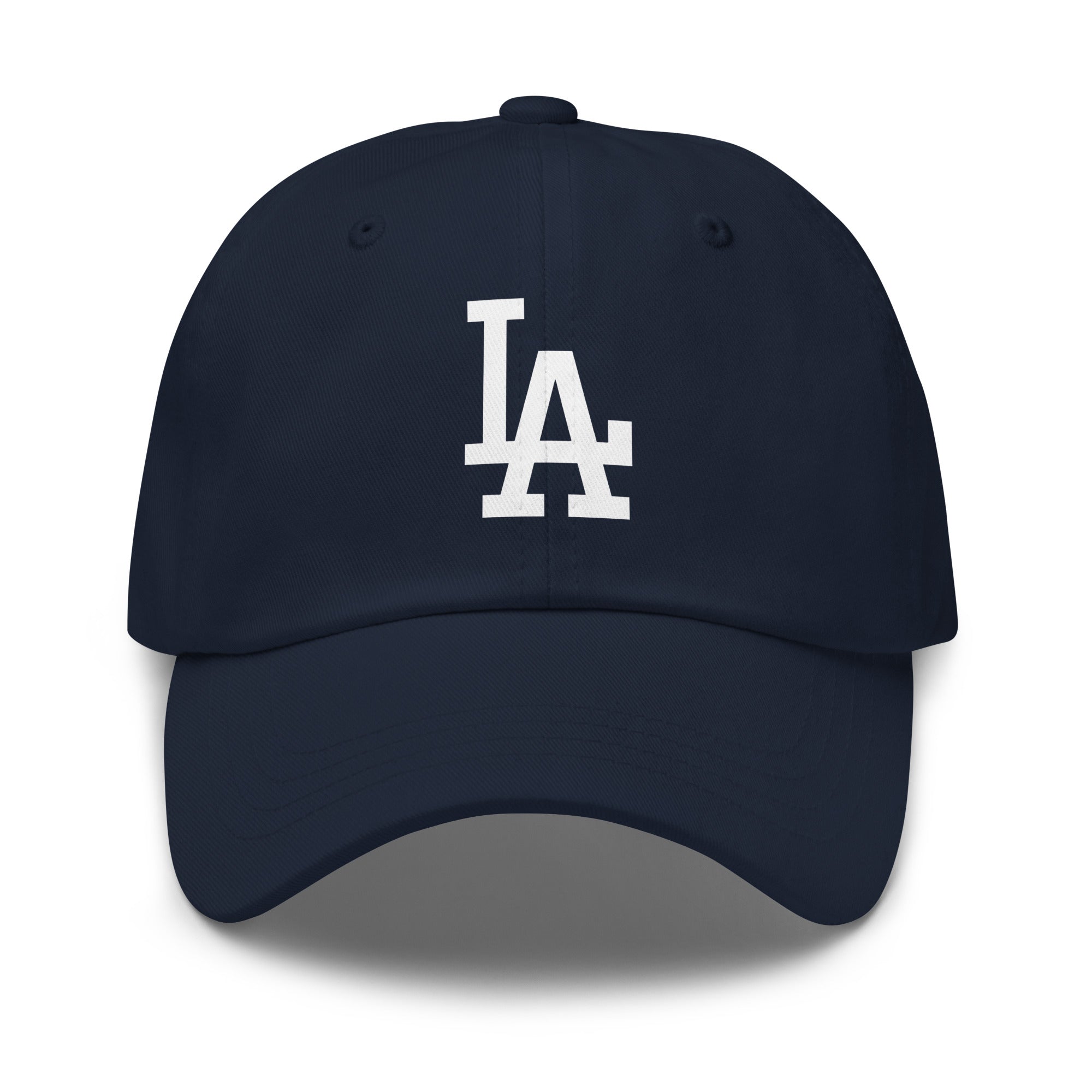 Navy Cap Classic Dad Hat with White LA design - Product mockup