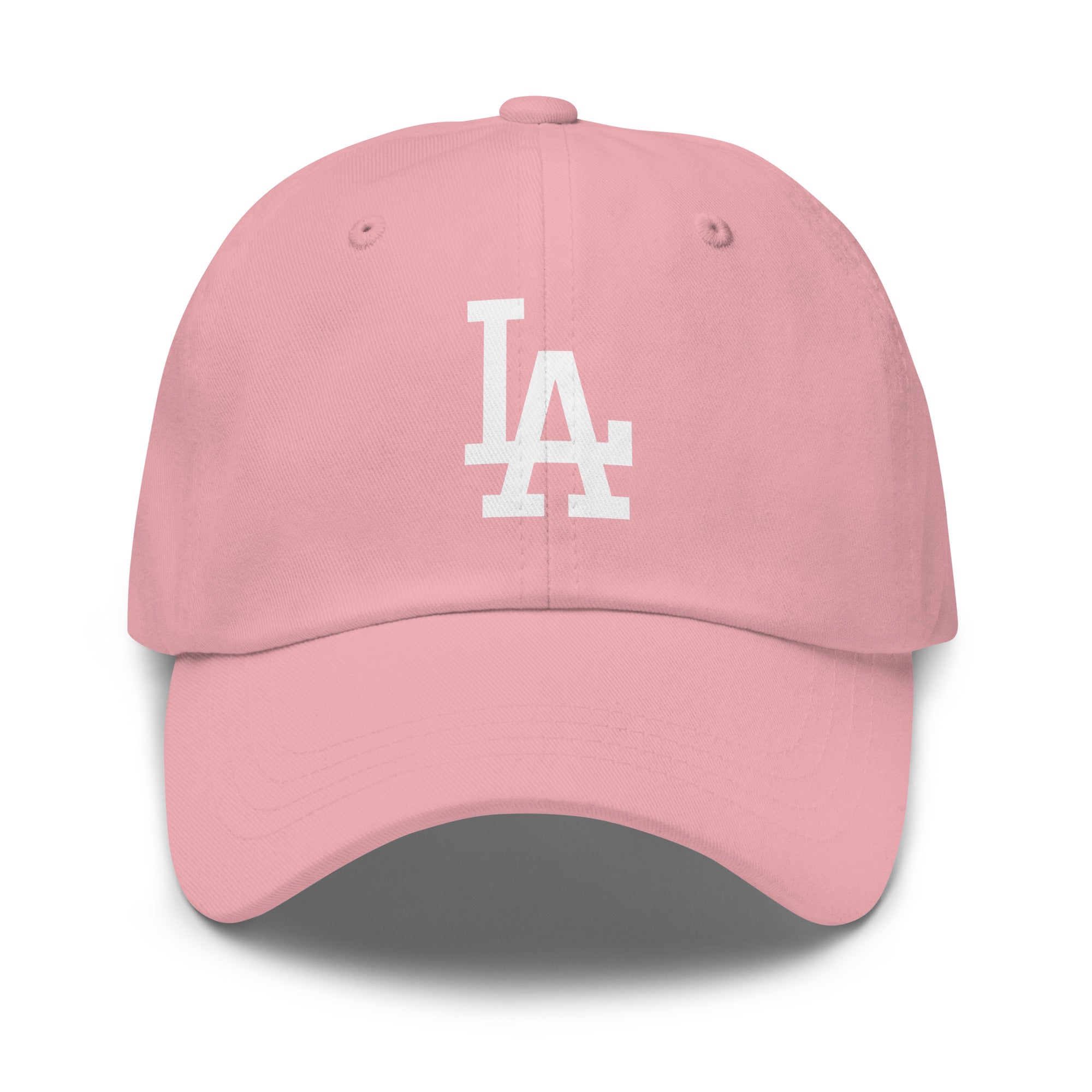 Pink Cap Classic Dad Hat with White LA design - Product mockup