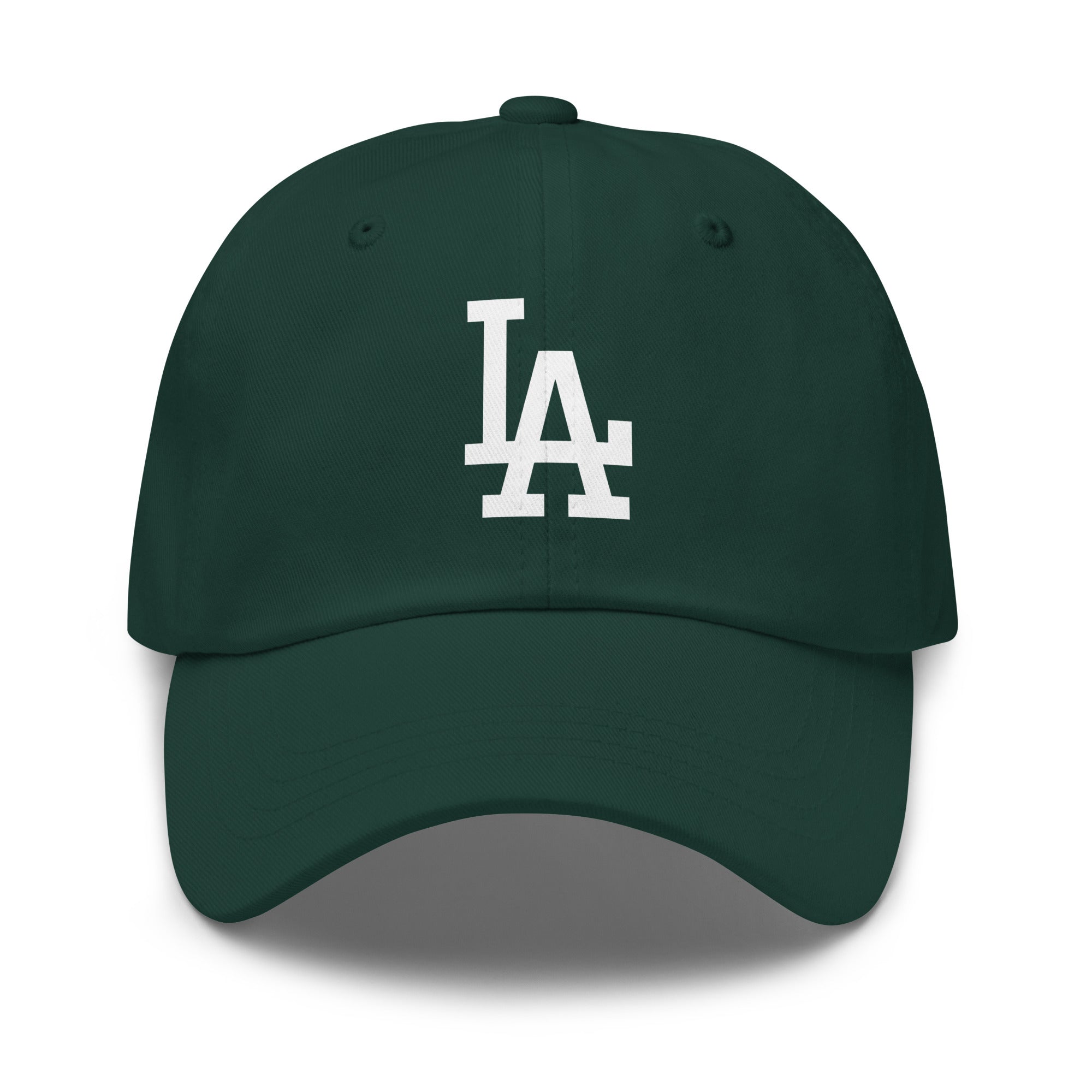 Spruce Cap Classic Dad Hat with White LA design - Product mockup