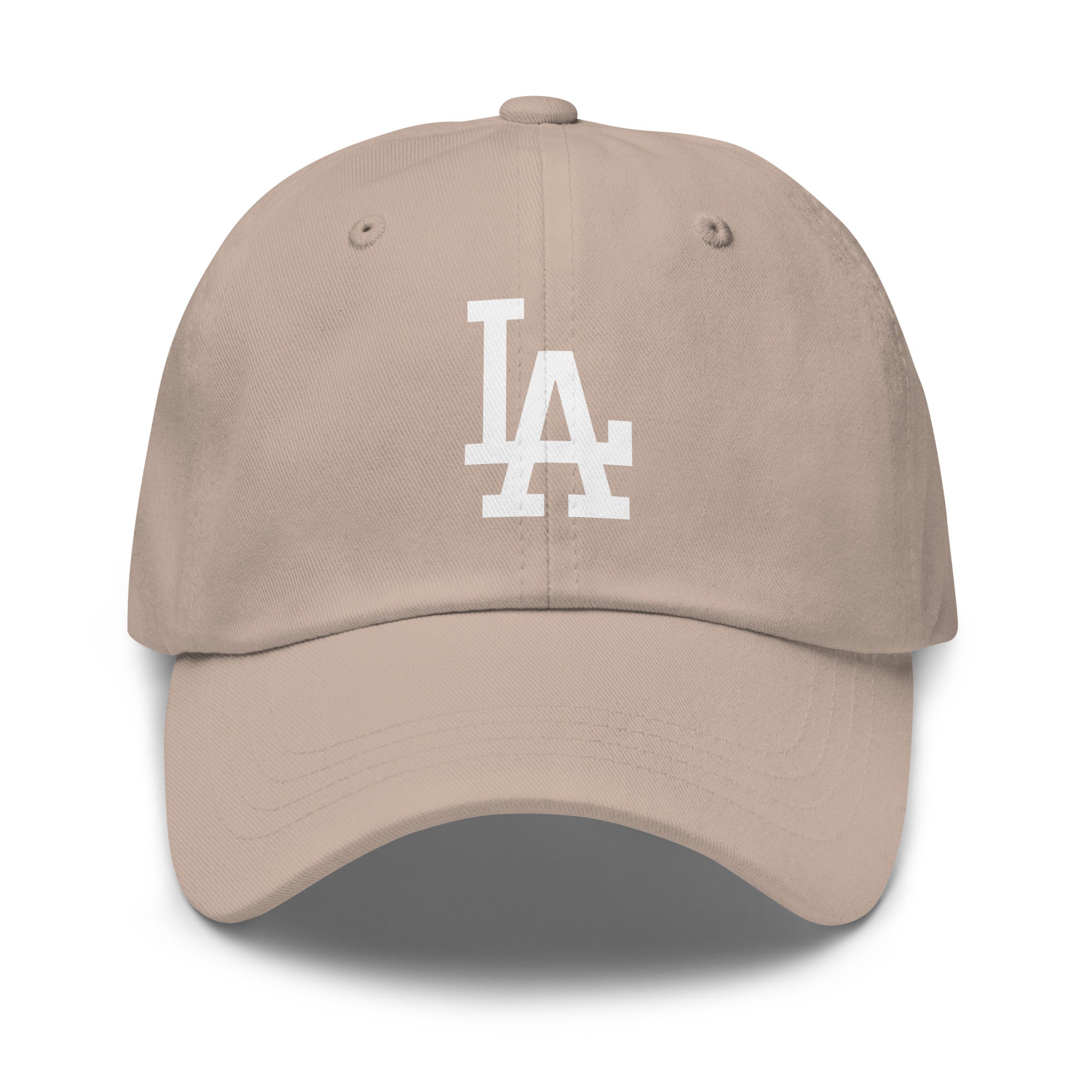 Stone Cap Classic Dad Hat with White LA design - Product mockup