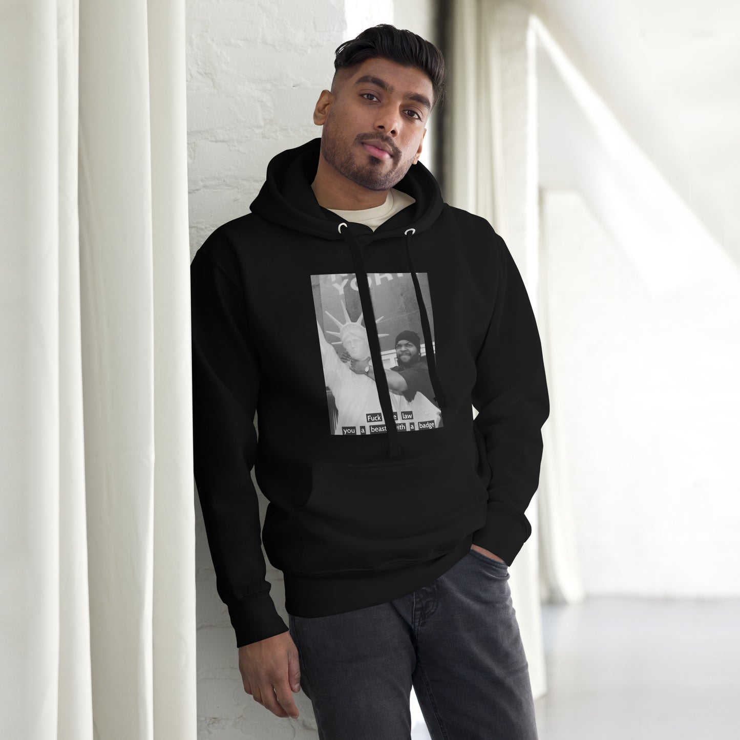 Ice Cube Unisex Premium Cotton  Hoodie - Fuck the law, you a beast with a badge