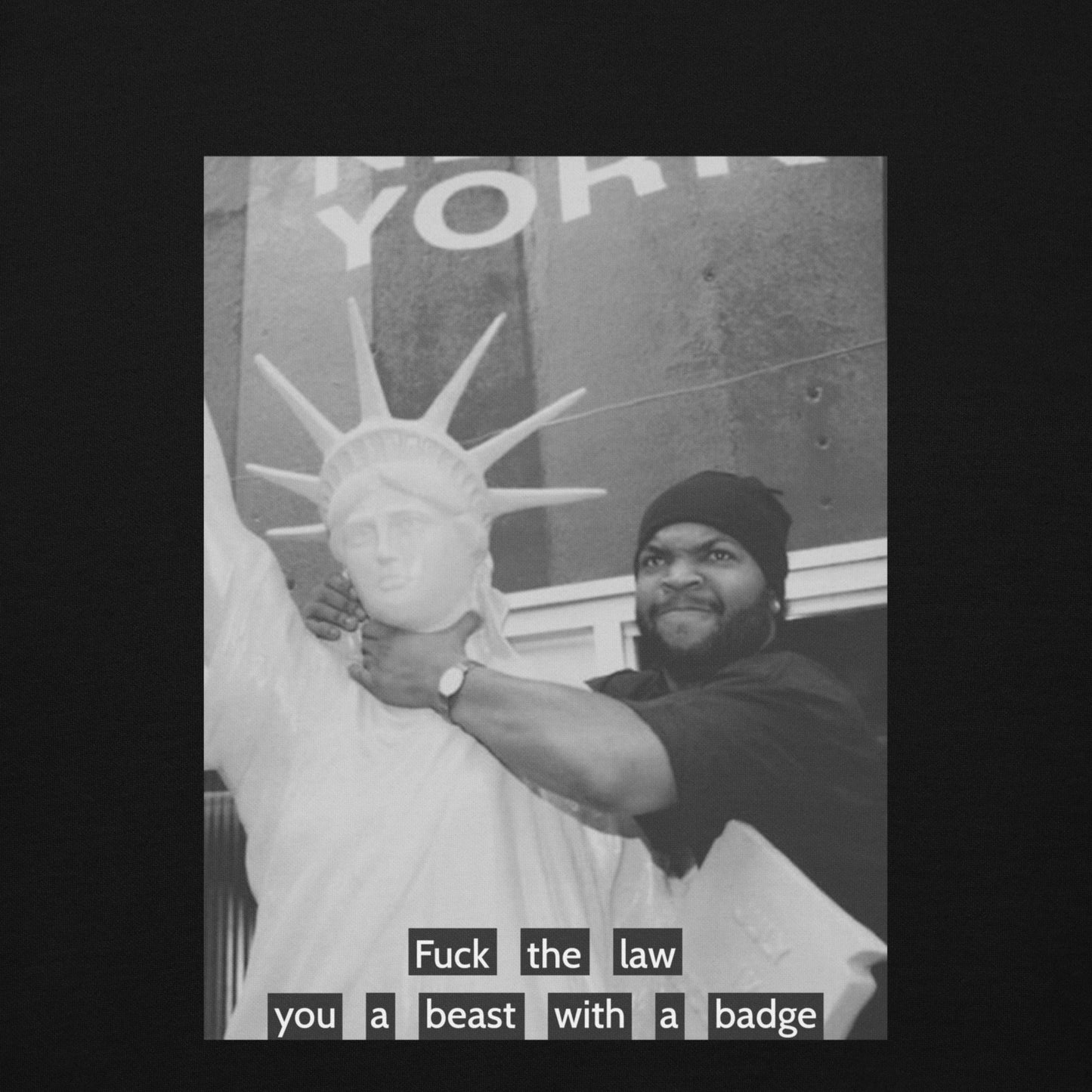 Ice Cube Unisex Premium Cotton  Hoodie - Fuck the law, you a beast with a badge