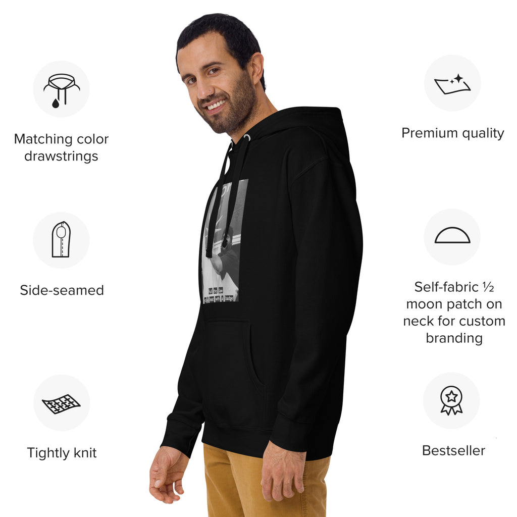 Ice Cube Unisex Premium Baumwoll-Hoodie – Scheiß auf das Gesetz, du bist ein Tier mit Abzeichen