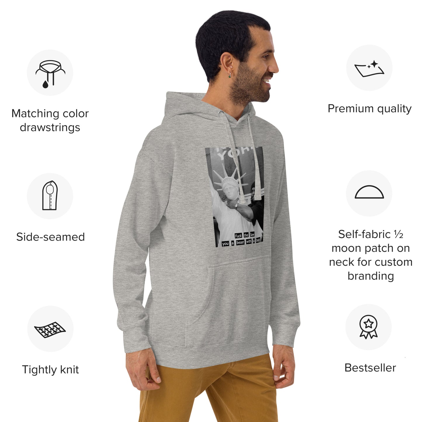 Ice Cube Unisex Premium Cotton  Hoodie - Fuck the law, you a beast with a badge