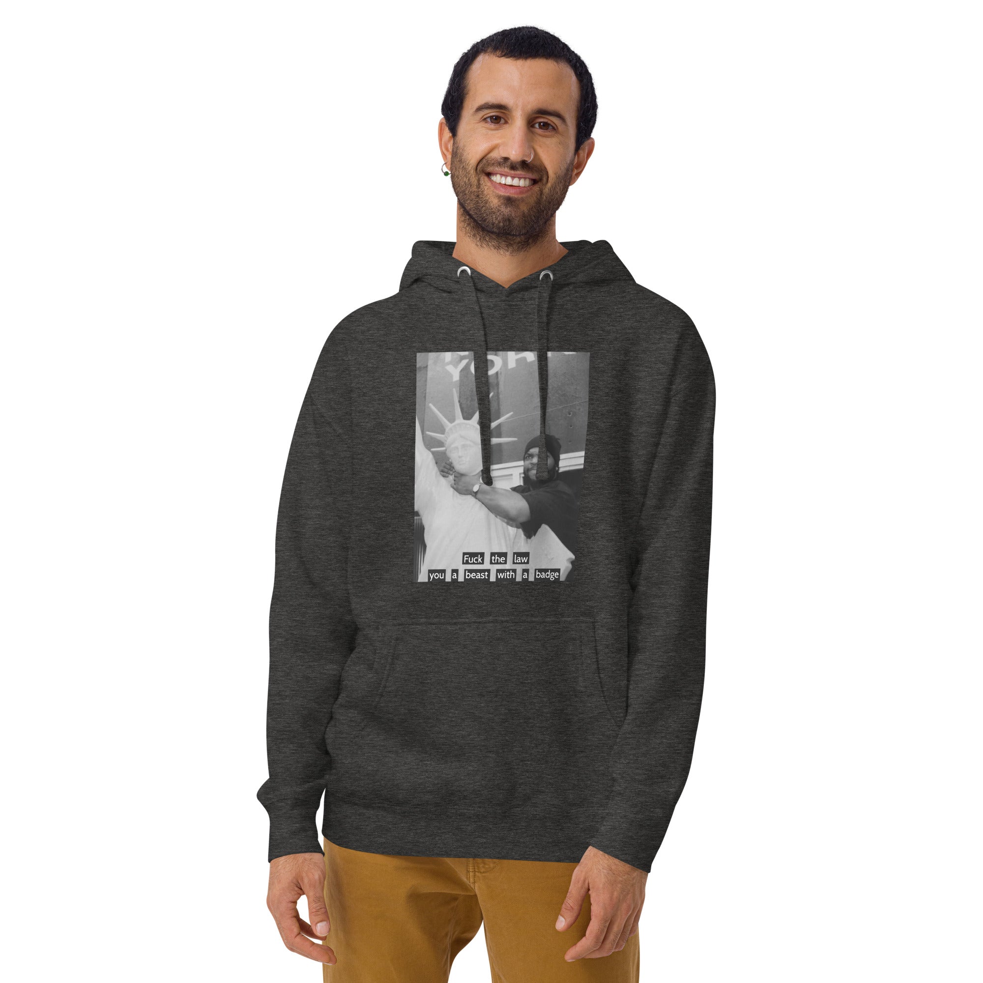 Ice Cube Unisex Premium Baumwoll-Hoodie – Scheiß auf das Gesetz, du bist ein Tier mit Abzeichen