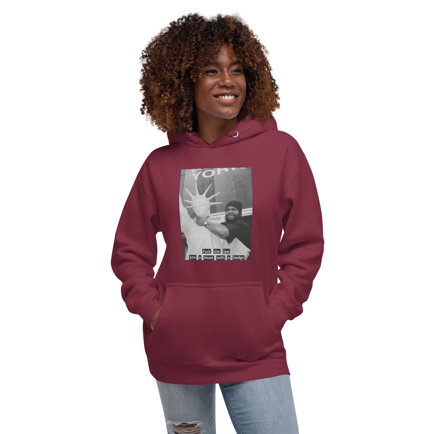 Ice Cube Unisex Premium Cotton  Hoodie - Fuck the law, you a beast with a badge