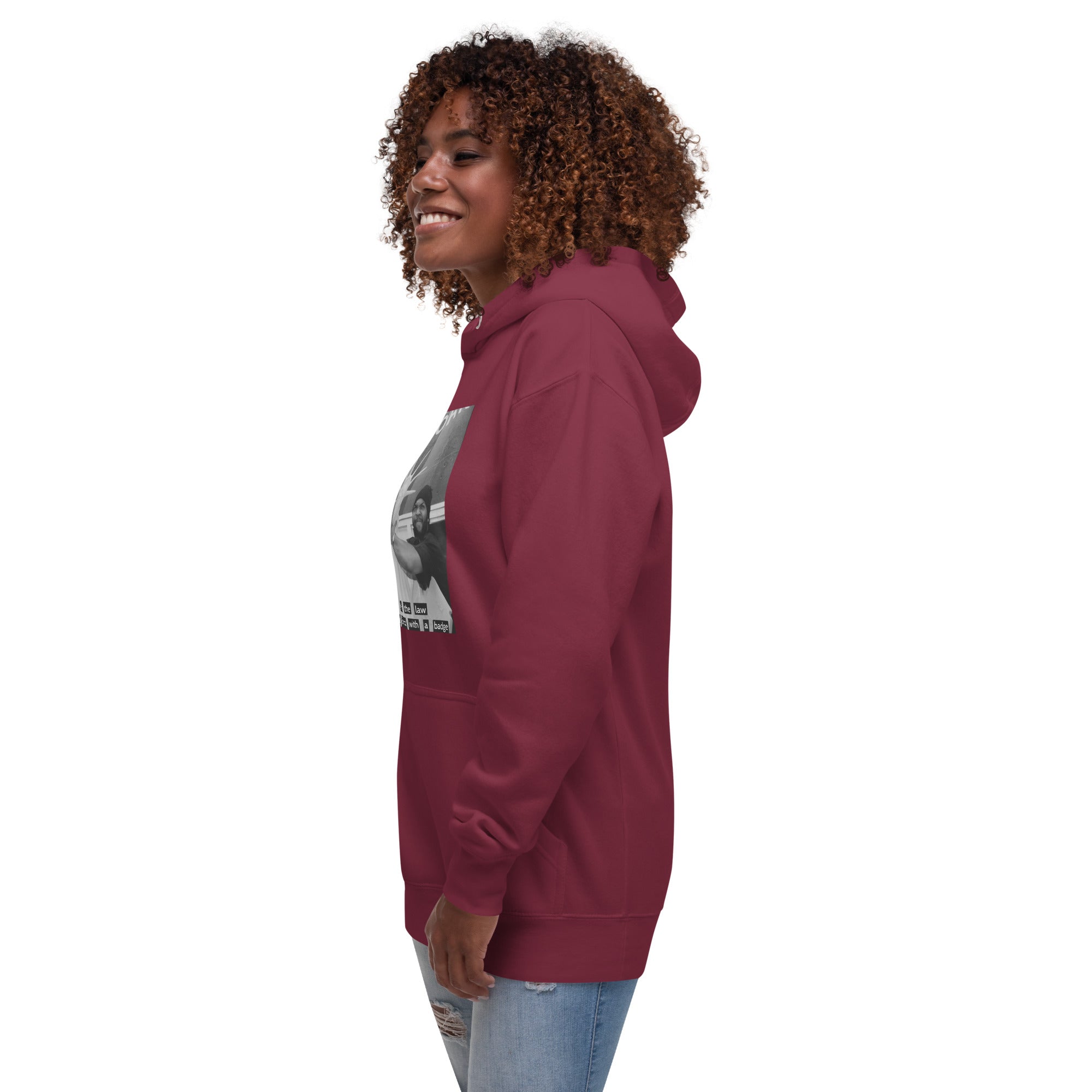 Ice Cube Unisex Premium Baumwoll-Hoodie – Scheiß auf das Gesetz, du bist ein Tier mit Abzeichen