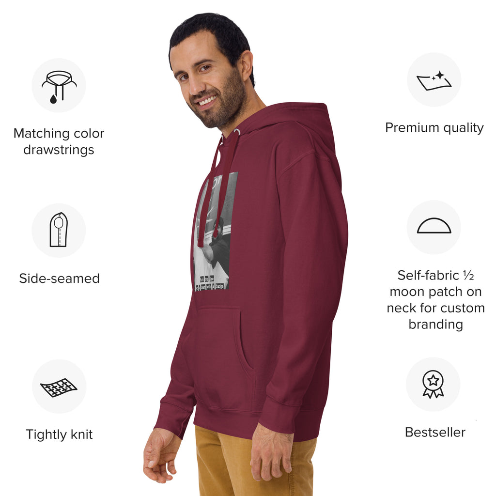 Ice Cube Unisex Premium Baumwoll-Hoodie – Scheiß auf das Gesetz, du bist ein Tier mit Abzeichen