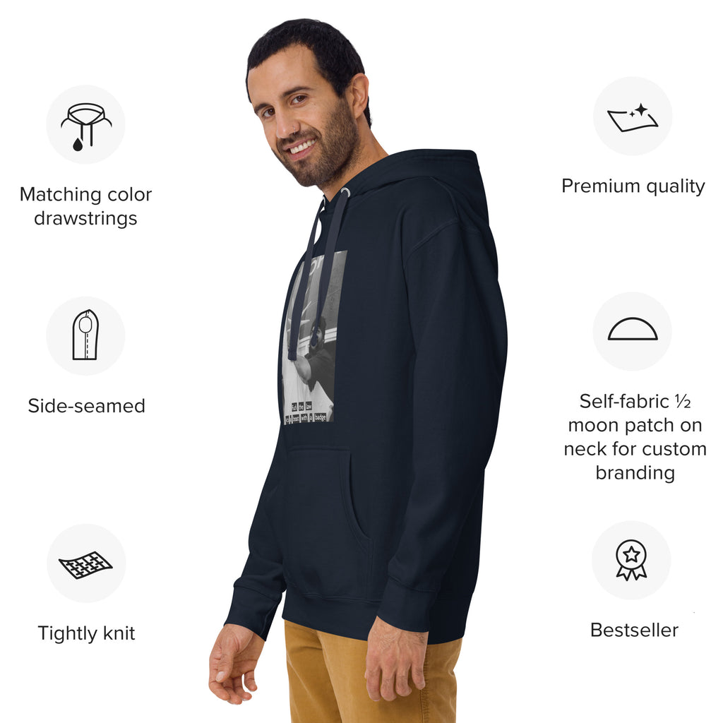 Ice Cube Unisex Premium Baumwoll-Hoodie – Scheiß auf das Gesetz, du bist ein Tier mit Abzeichen
