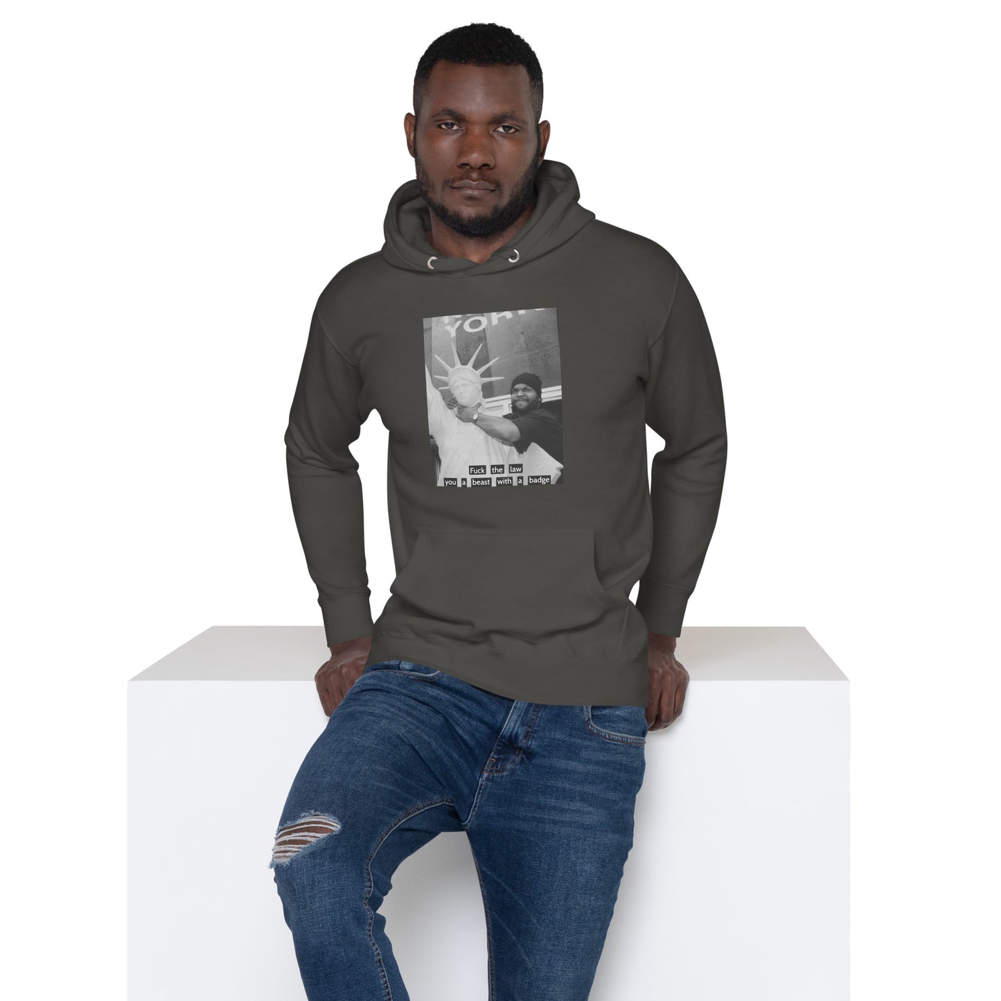 Ice Cube Unisex Premium Cotton  Hoodie - Fuck the law, you a beast with a badge