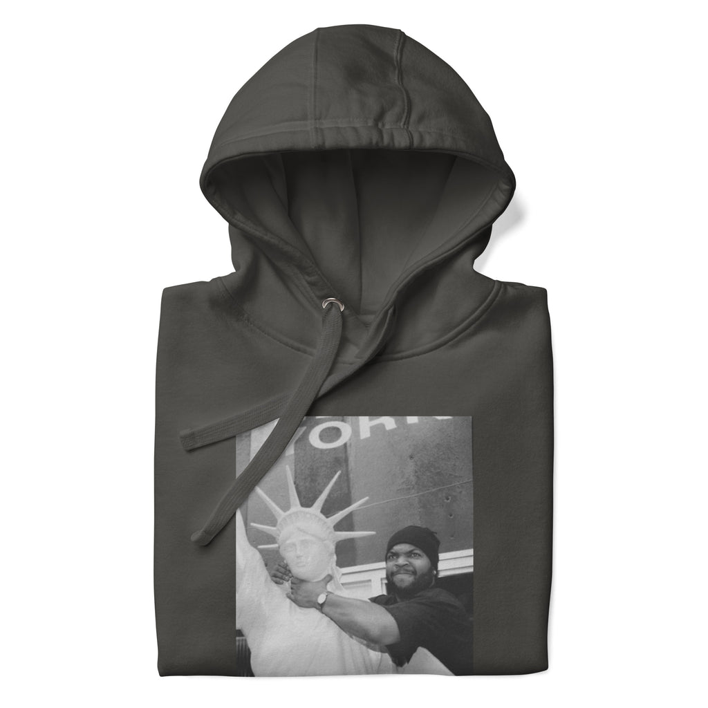 Ice Cube Unisex Premium Baumwoll-Hoodie – Scheiß auf das Gesetz, du bist ein Tier mit Abzeichen