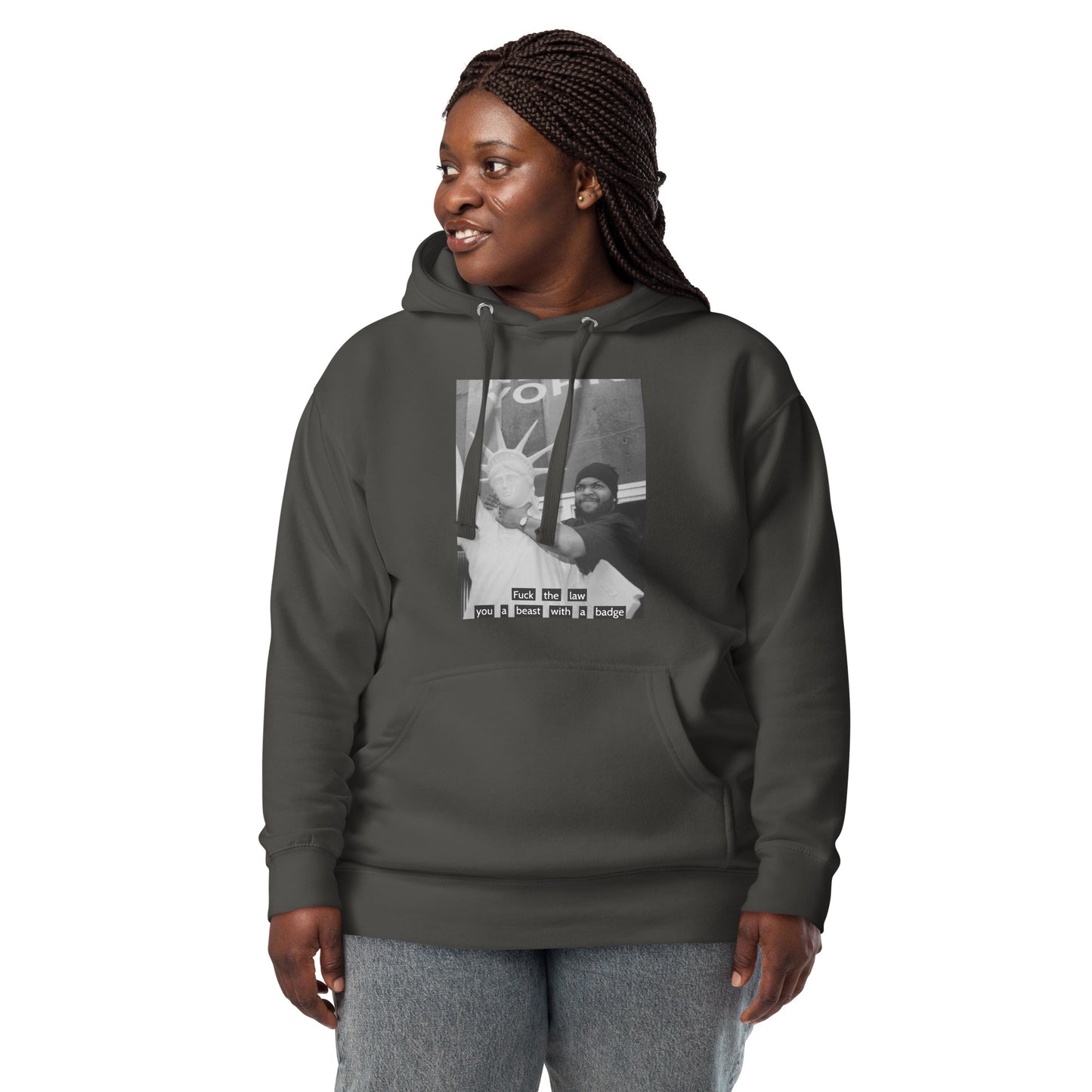 Ice Cube Unisex Premium Cotton  Hoodie - Fuck the law, you a beast with a badge