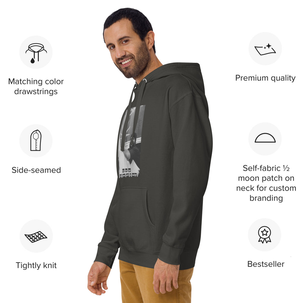 Ice Cube Unisex Premium Baumwoll-Hoodie – Scheiß auf das Gesetz, du bist ein Tier mit Abzeichen