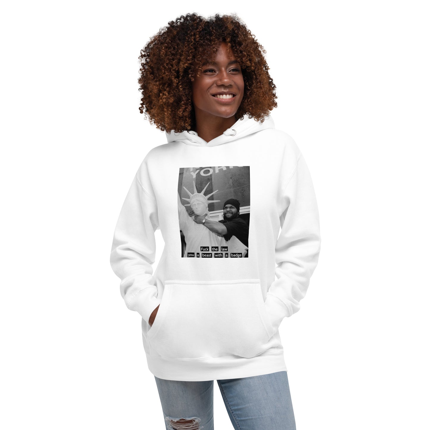 Ice Cube Unisex Premium Cotton  Hoodie - Fuck the law, you a beast with a badge