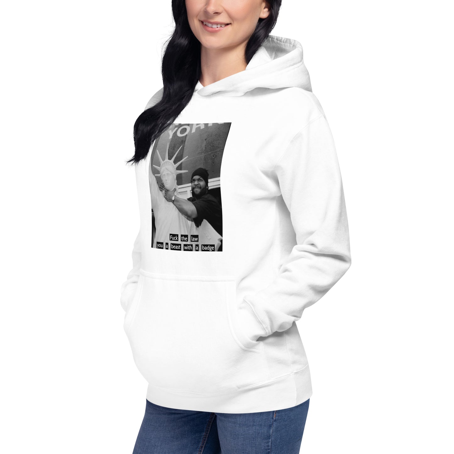 Ice Cube Unisex Premium Cotton  Hoodie - Fuck the law, you a beast with a badge