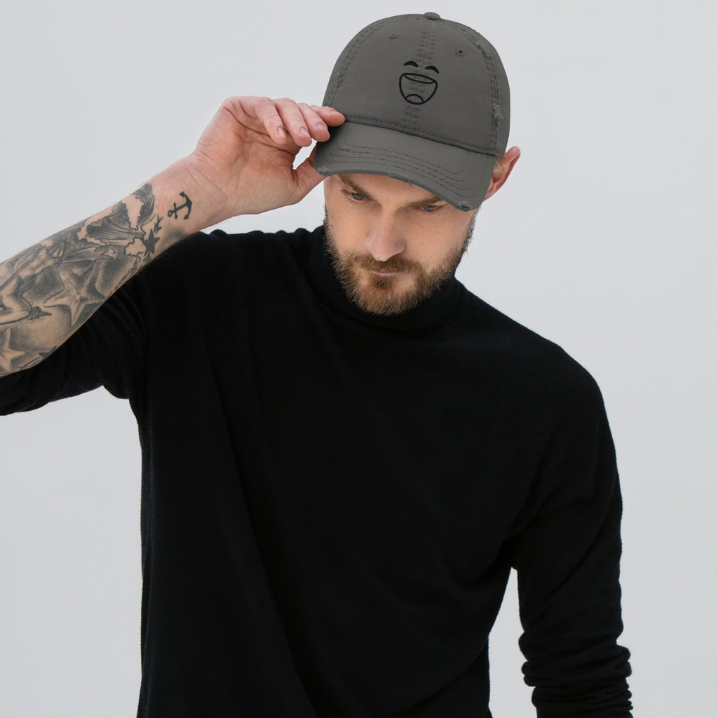 Smiley Cap | Distressed Dad Hat