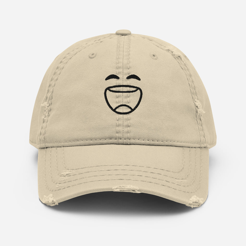 Smiley Cap | Distressed Dad Hat