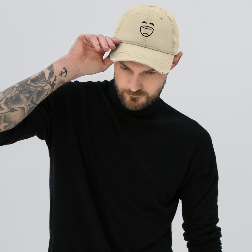 Smiley Cap | Distressed Dad Hat