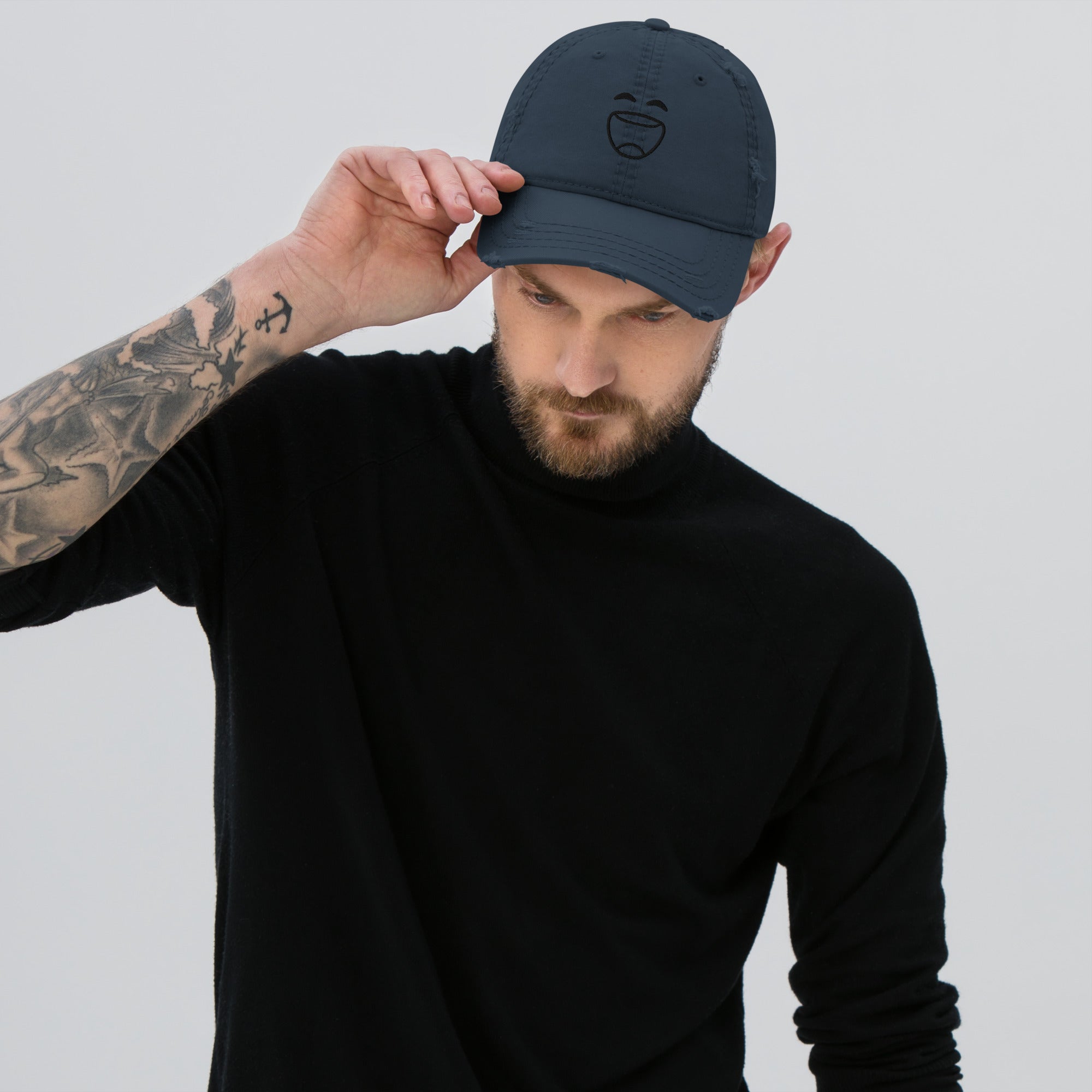 Smiley Cap | Distressed Dad Hat