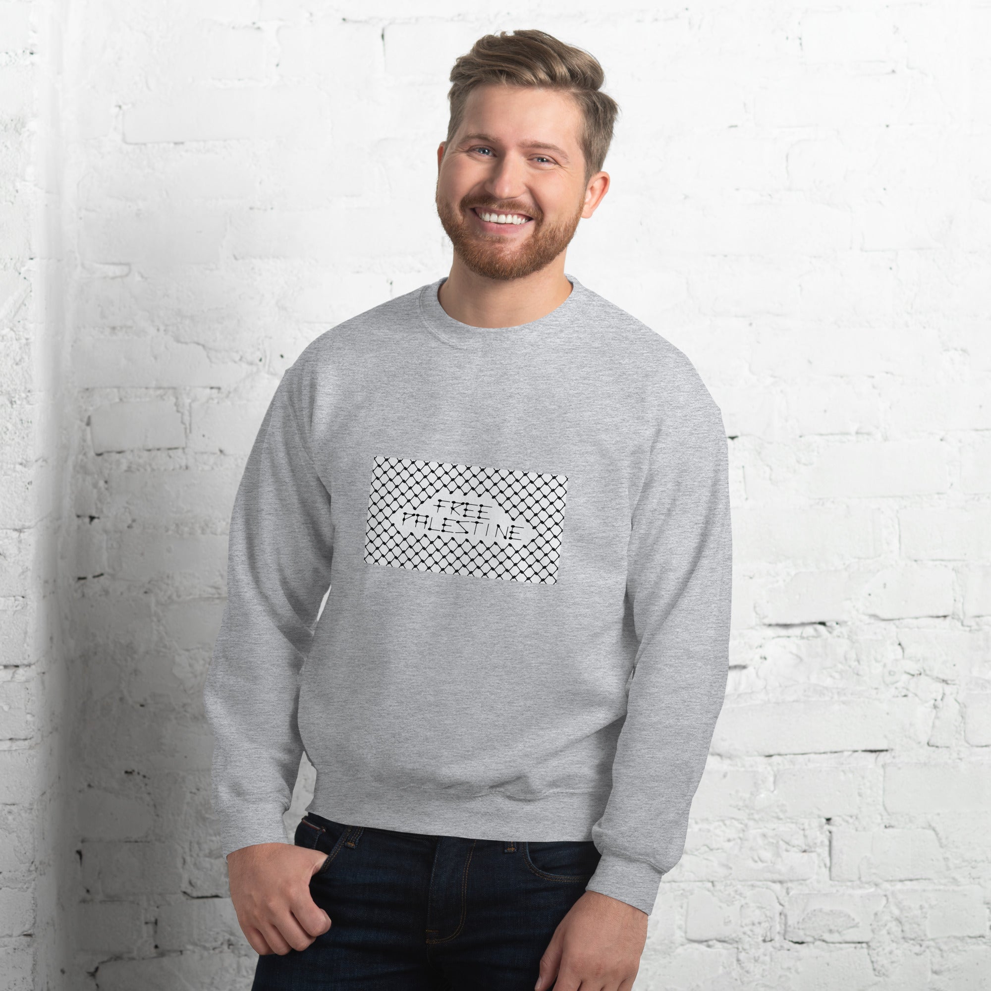 Free Palestine Keffiyeh Unisex Crew Neck Sweatshirt