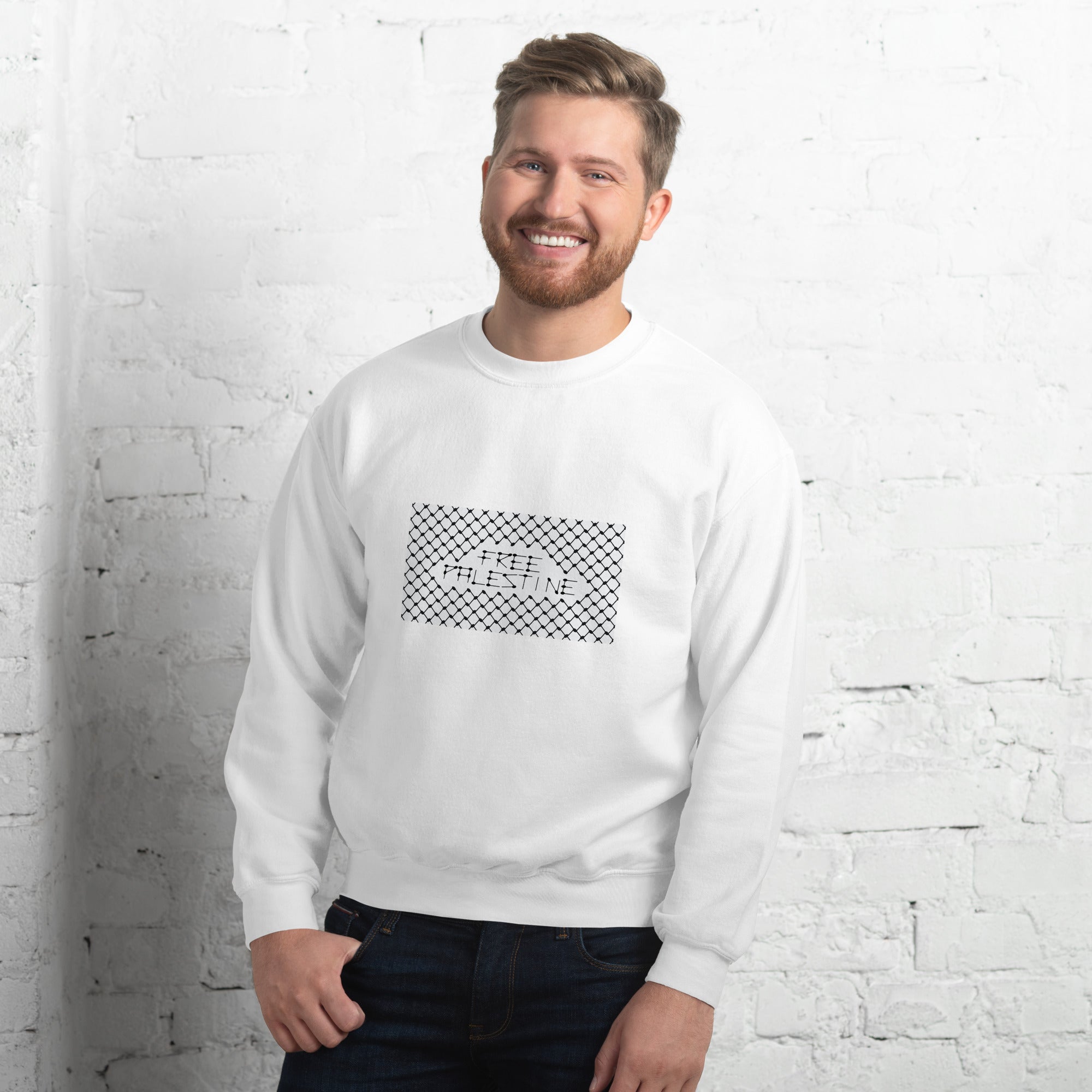 Free Palestine Keffiyeh Unisex Crew Neck Sweatshirt