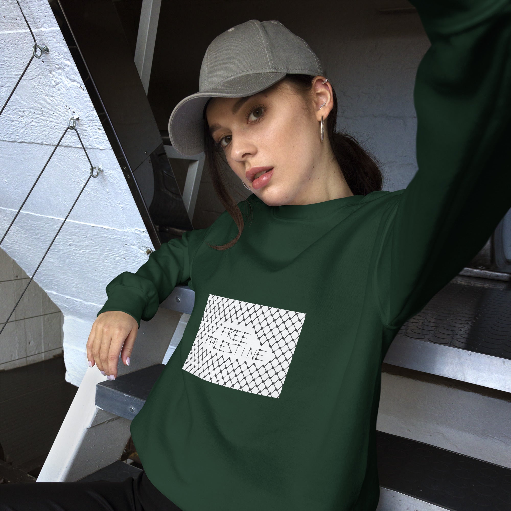 Free Palestine Keffiyeh Unisex Crew Neck Sweatshirt