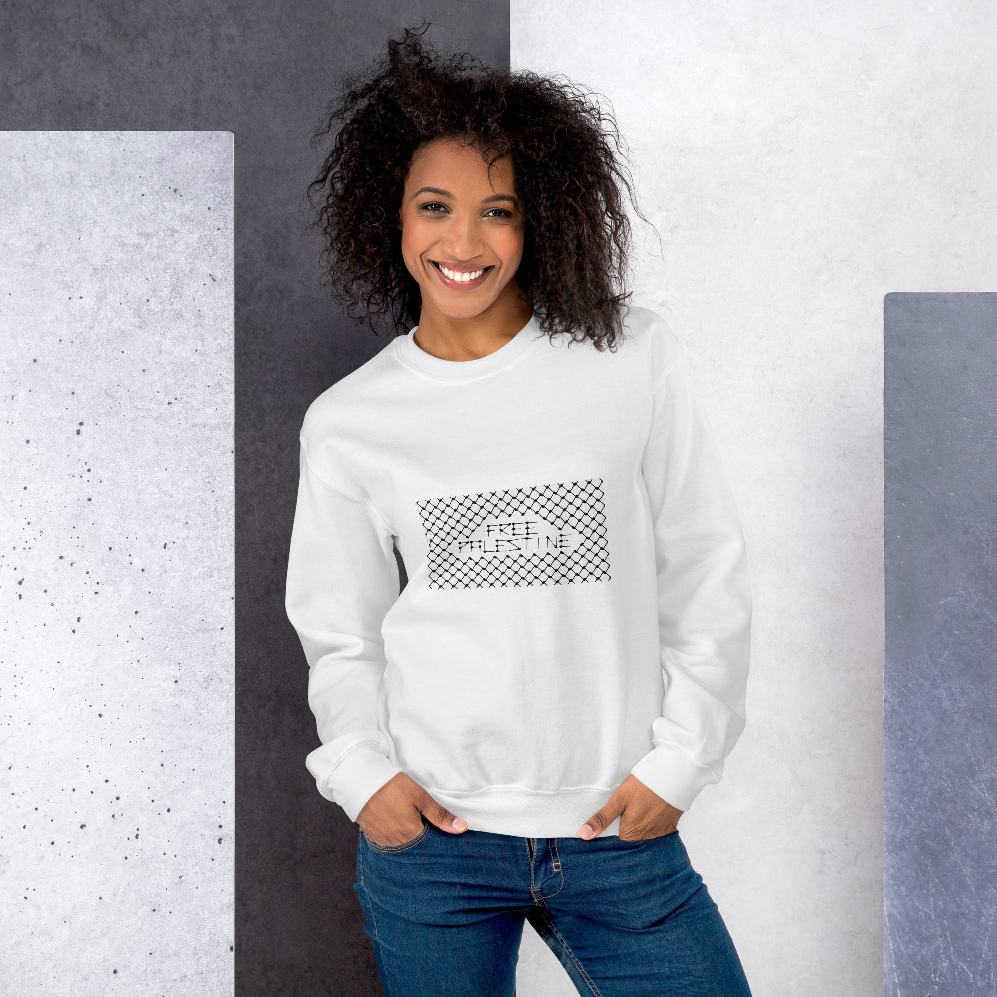 Free Palestine Keffiyeh Unisex Crew Neck Sweatshirt