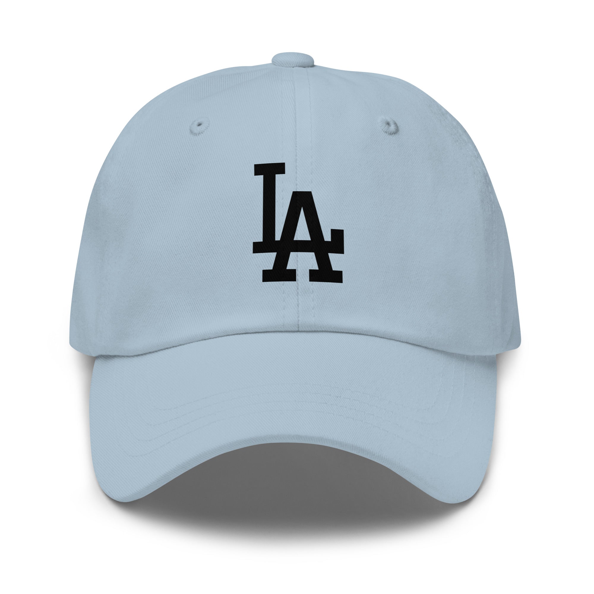 Light Blue Cap Classic Dad Hat with Black LA design - Product mockup