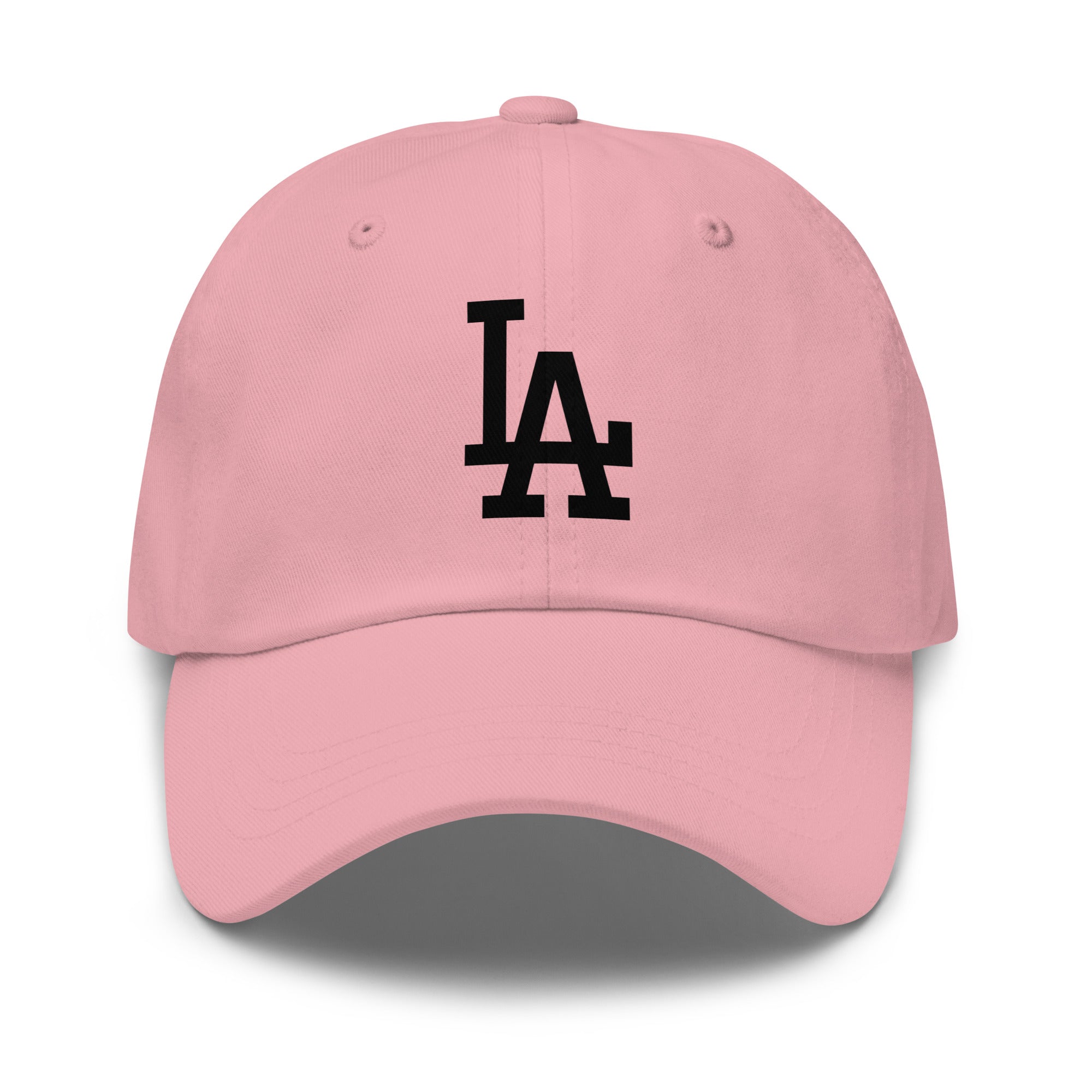 Pink Cap Classic Dad Hat with Black LA design - Product mockup