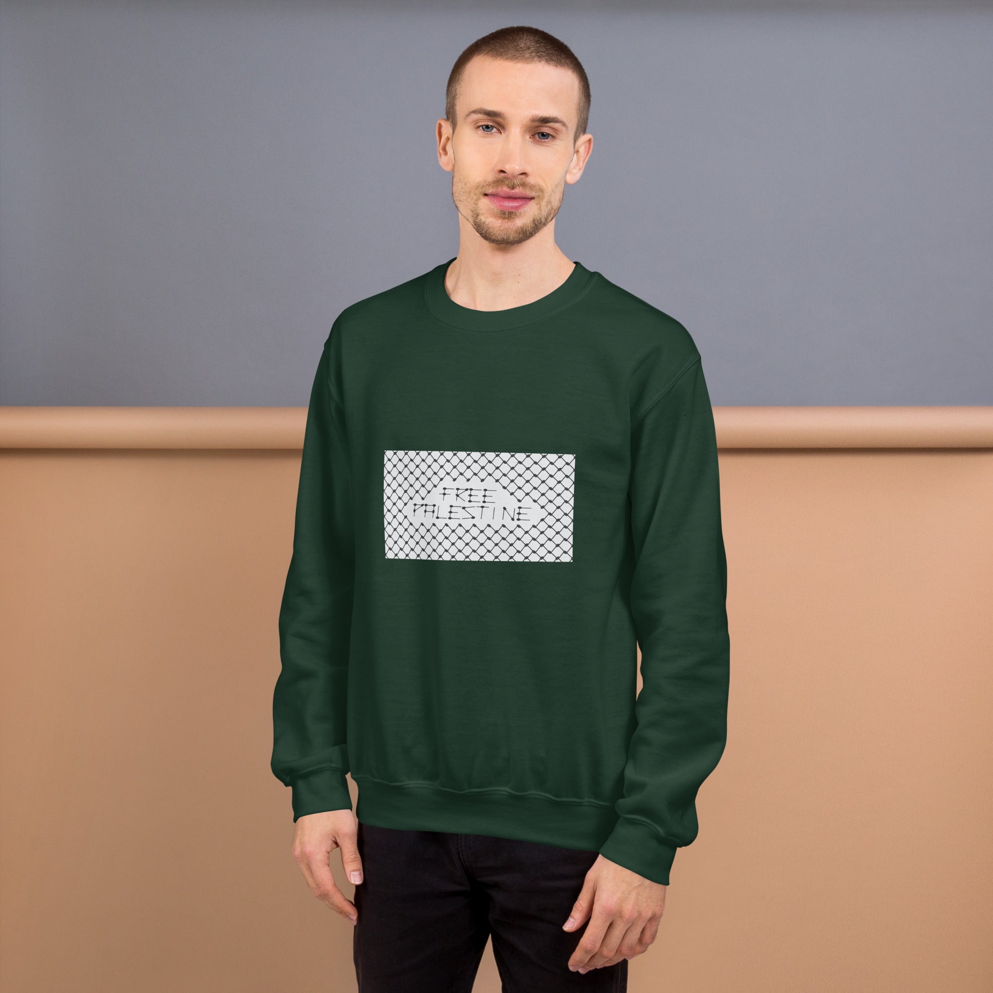 Free Palestine Keffiyeh Unisex Crew Neck Sweatshirt