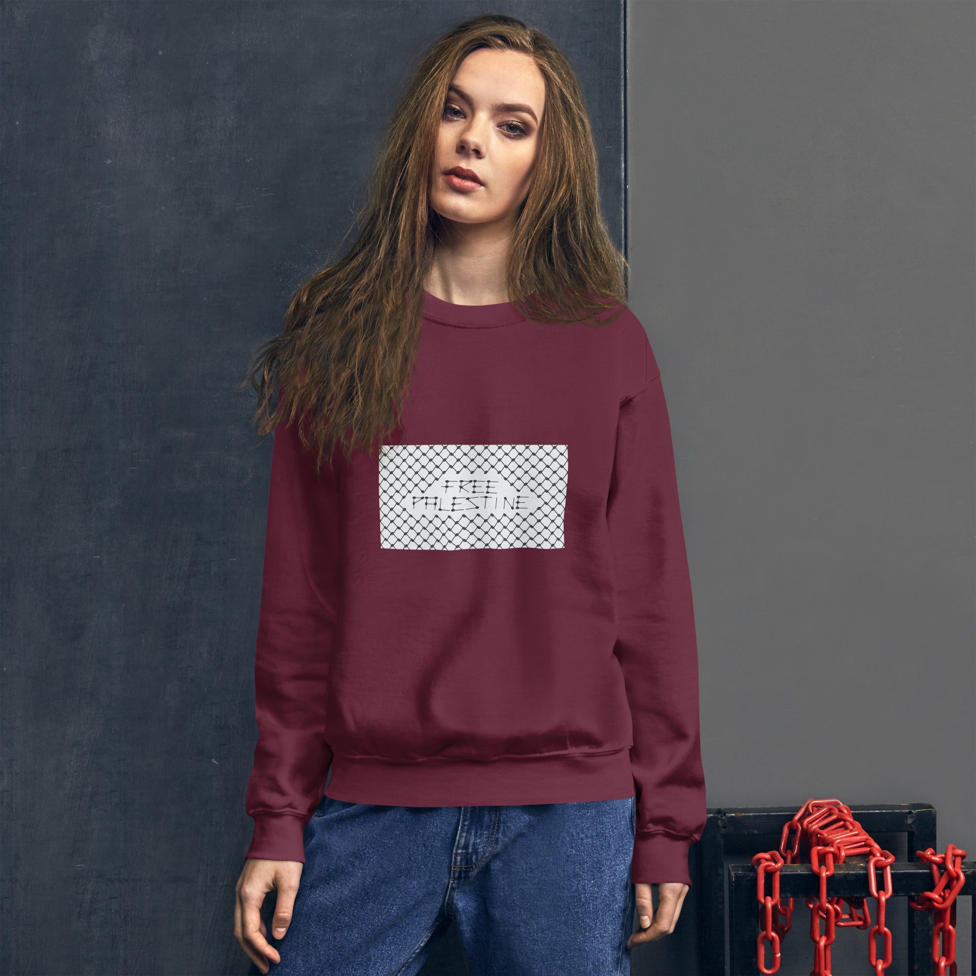 Free Palestine Keffiyeh Unisex Crew Neck Sweatshirt