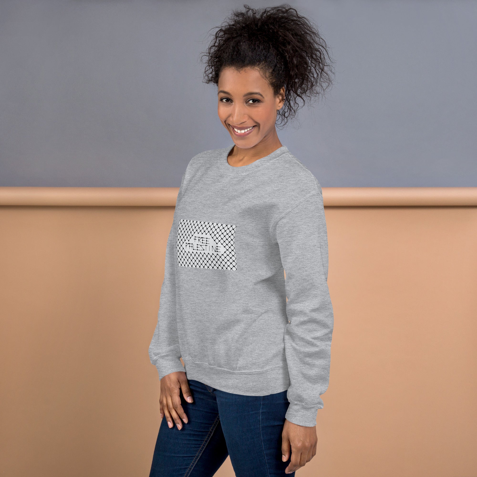 Free Palestine Keffiyeh Unisex Crew Neck Sweatshirt