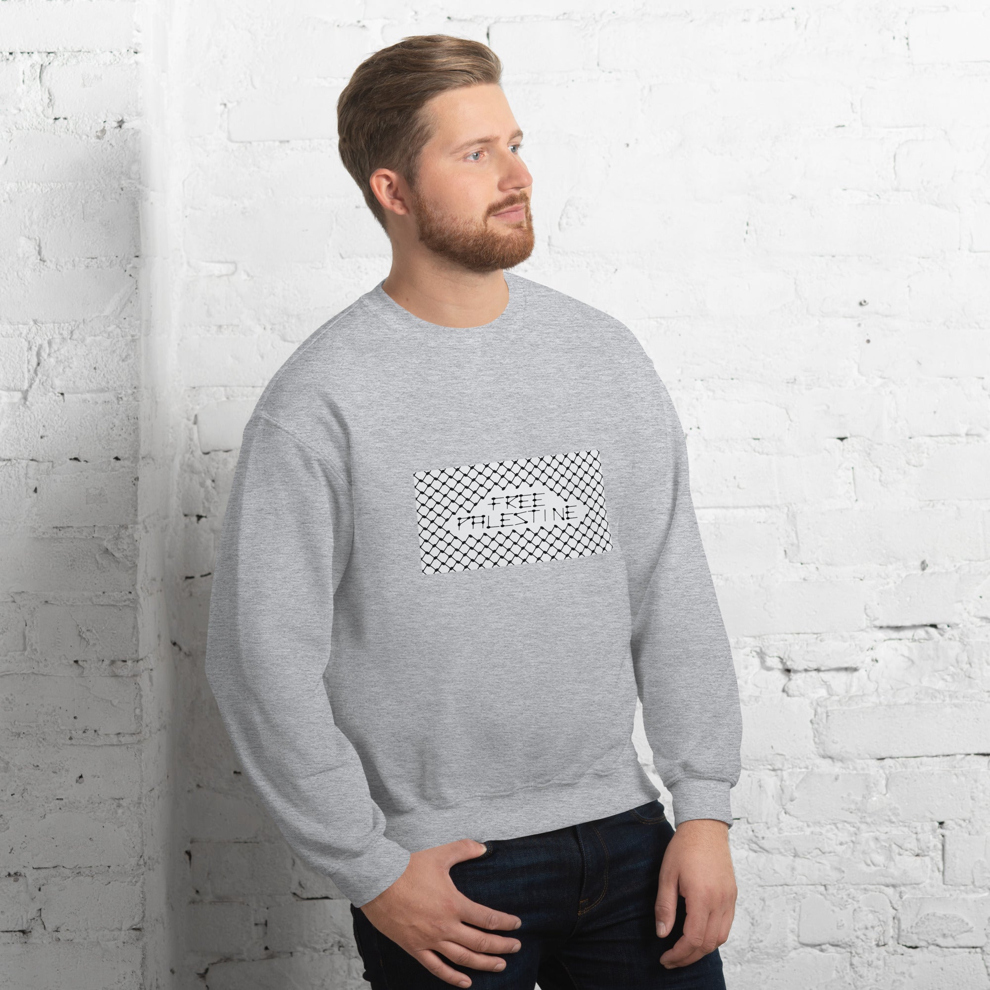Free Palestine Keffiyeh Unisex Crew Neck Sweatshirt