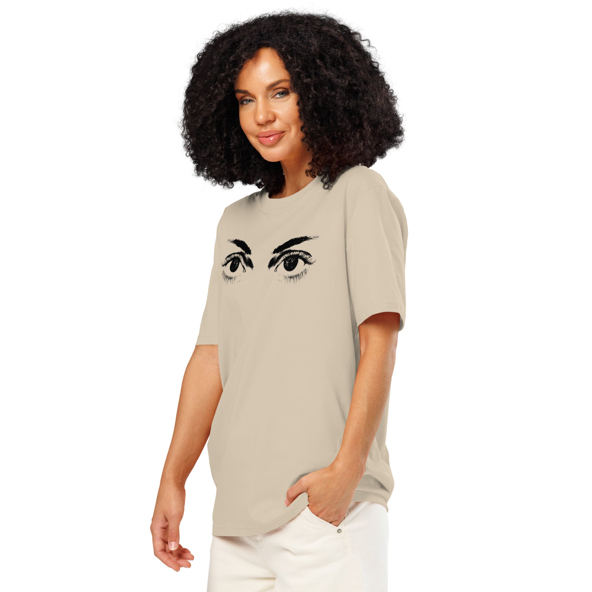 Eyes organic ribbed neck t-shirt