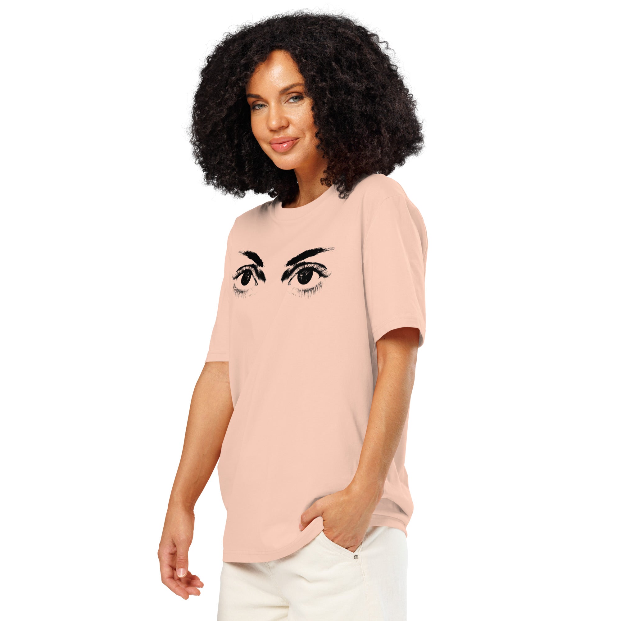 Eyes organic ribbed neck t-shirt