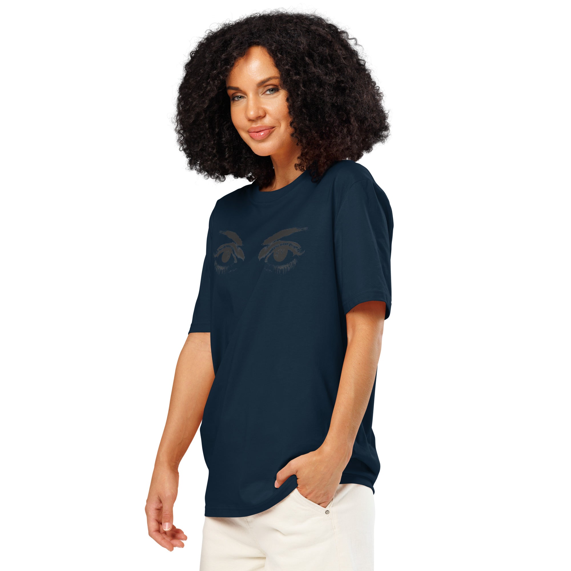 Eyes organic ribbed neck t-shirt