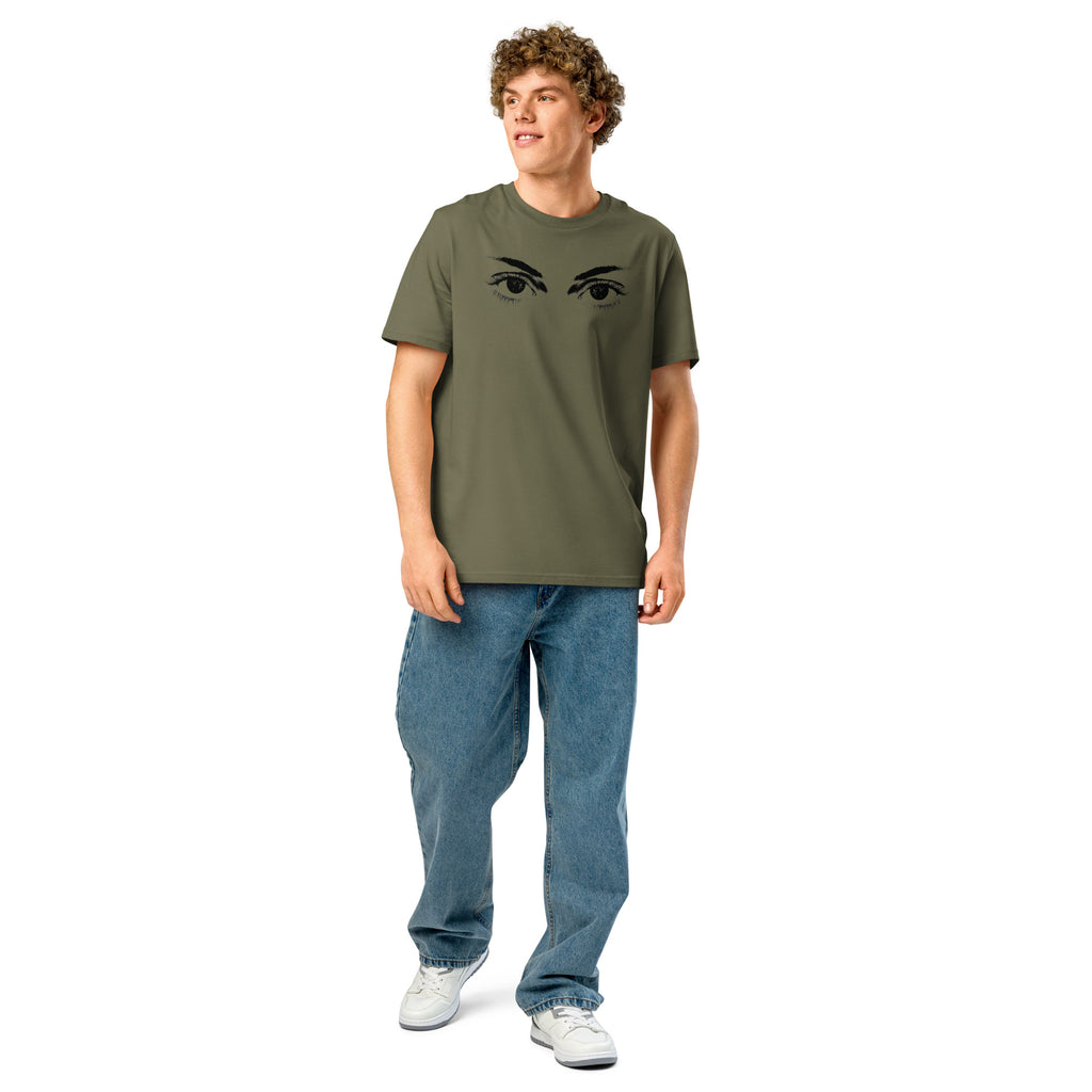 Eyes organic ribbed neck t-shirt