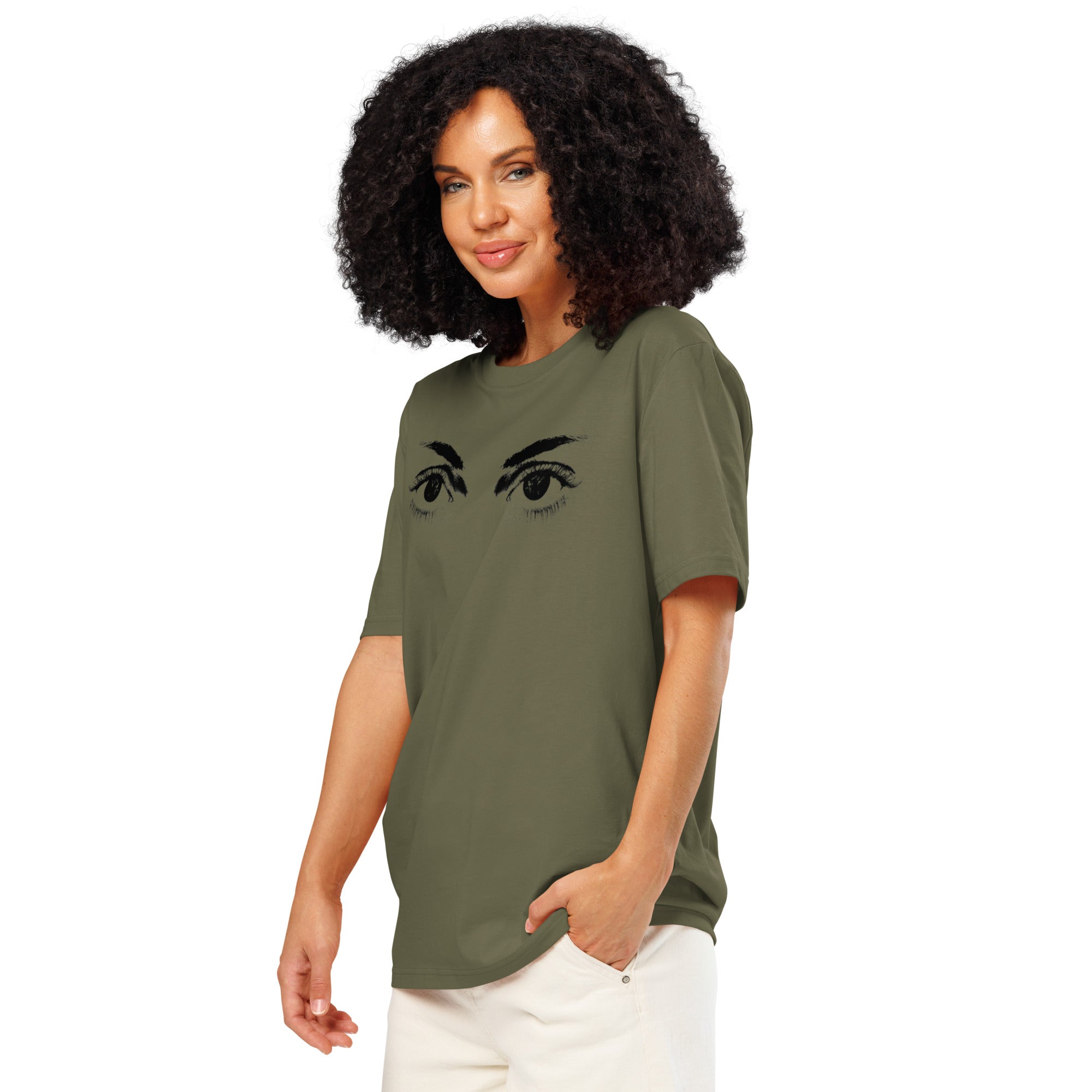 Eyes organic ribbed neck t-shirt