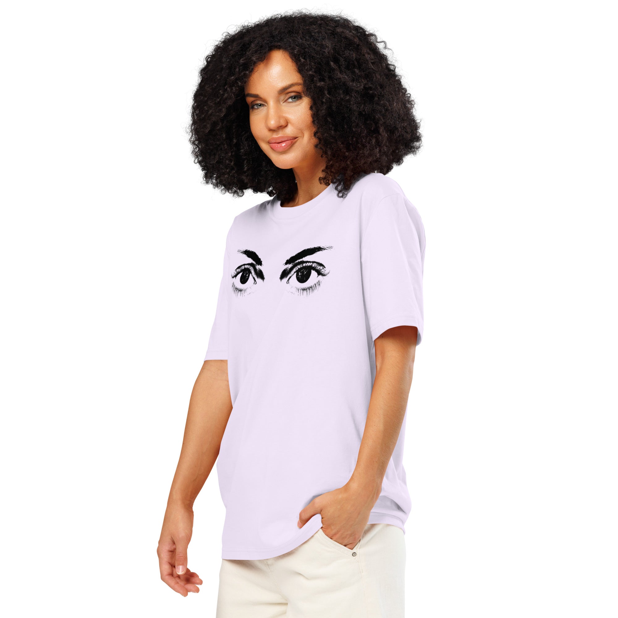 Eyes organic ribbed neck t-shirt