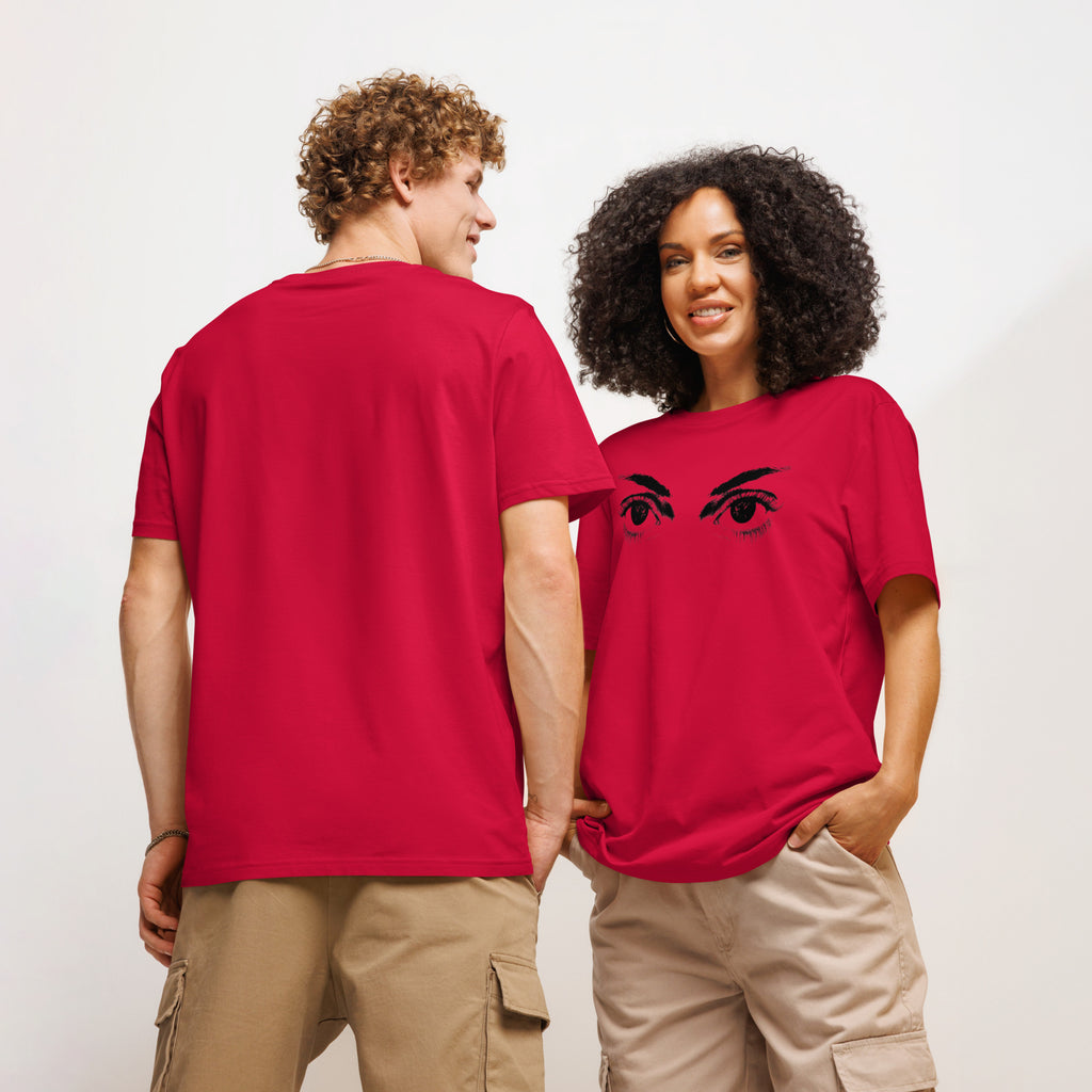 Eyes organic ribbed neck t-shirt