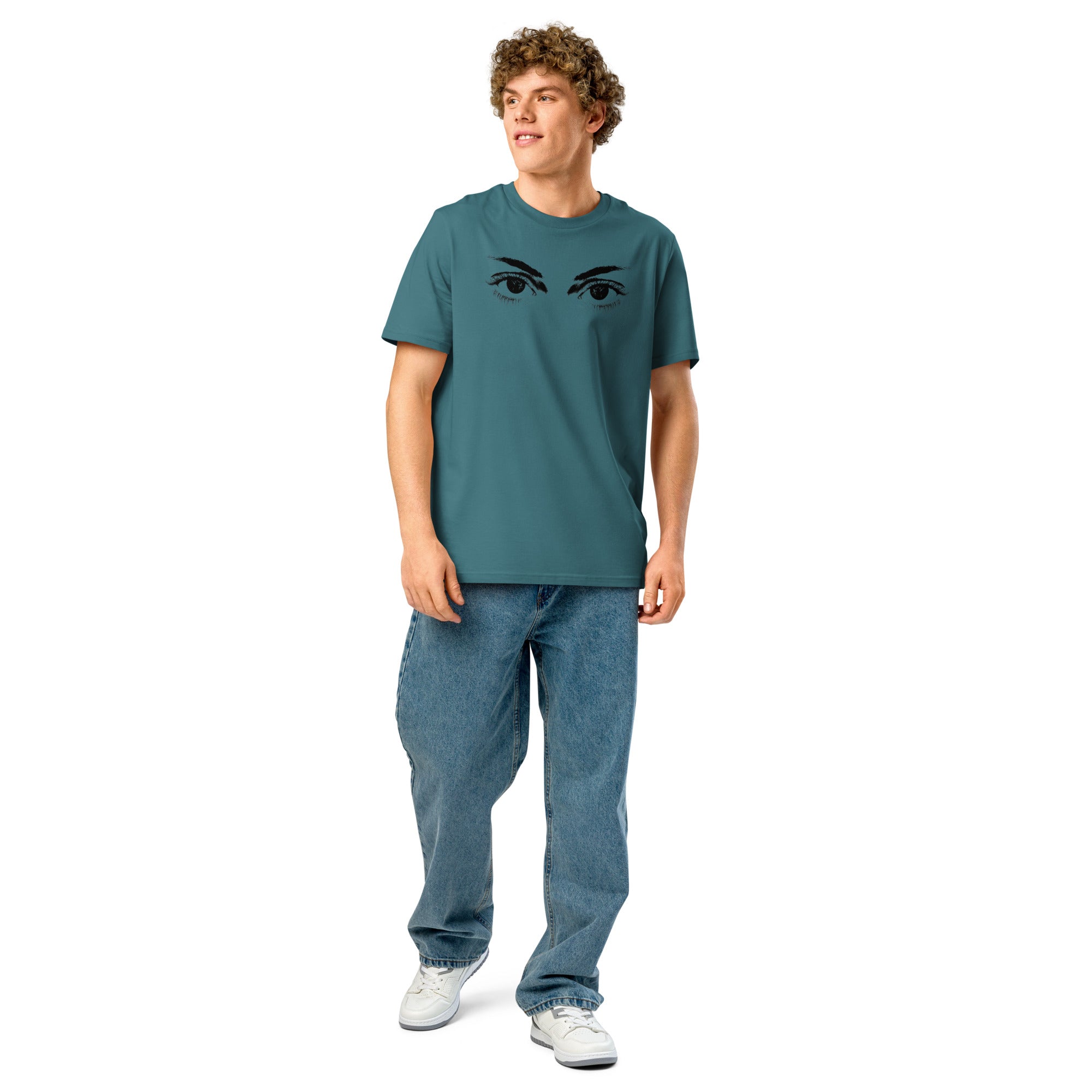Eyes organic ribbed neck t-shirt