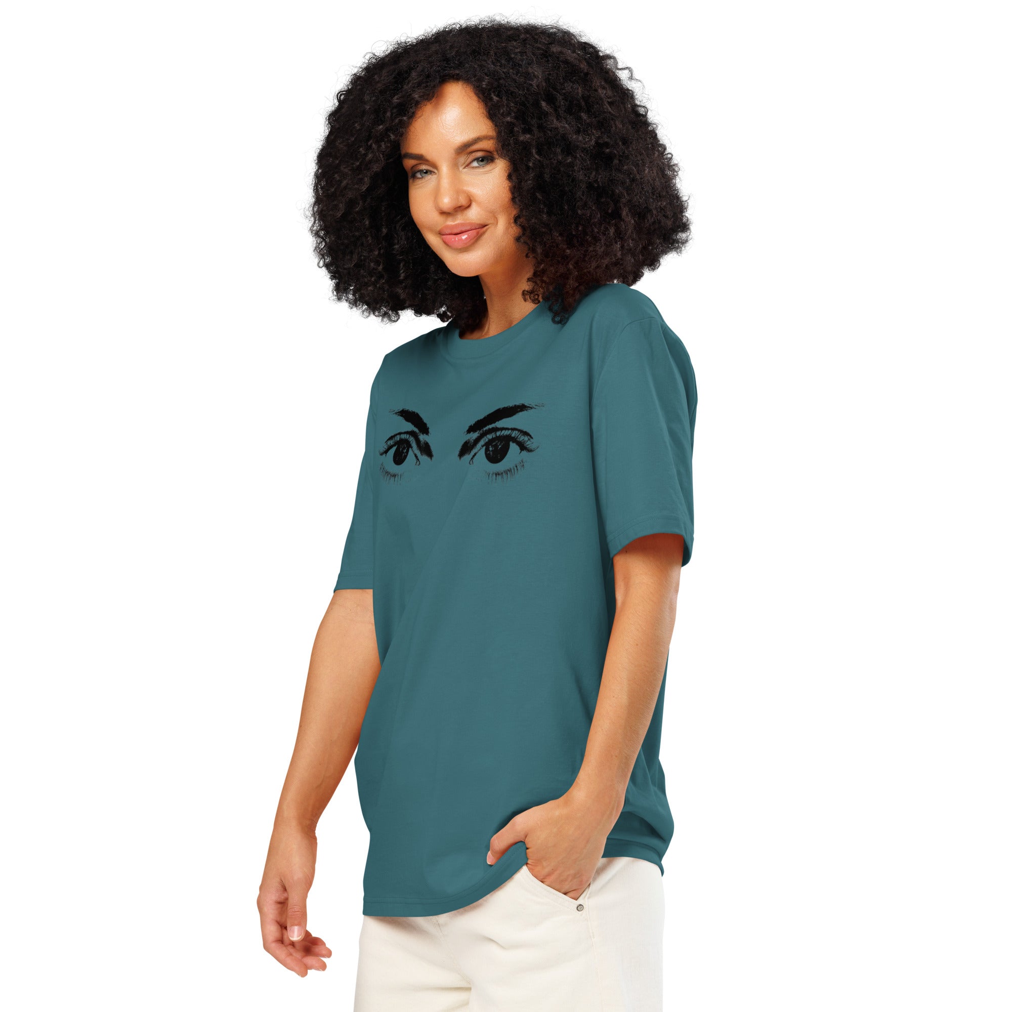 Eyes organic ribbed neck t-shirt