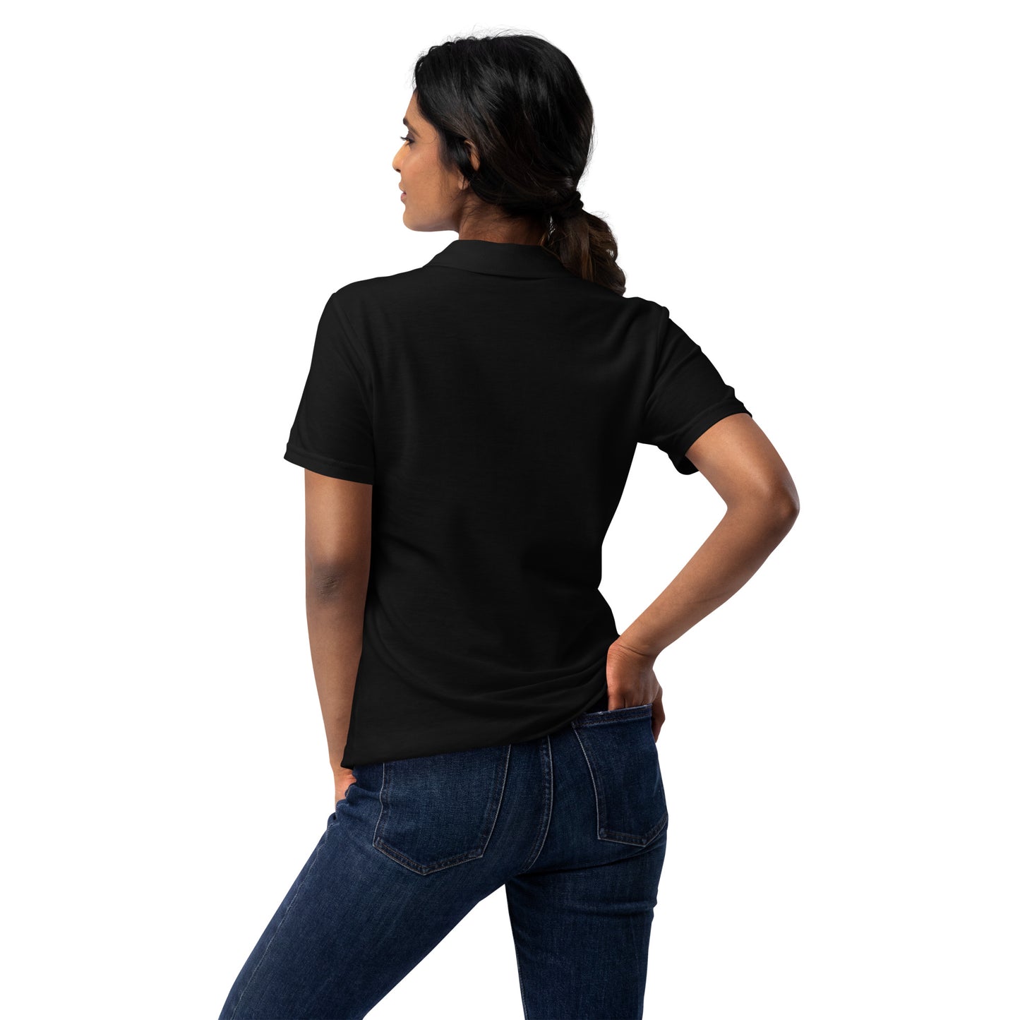 Women’s Pique Polo Shirt Smiley Embroidery