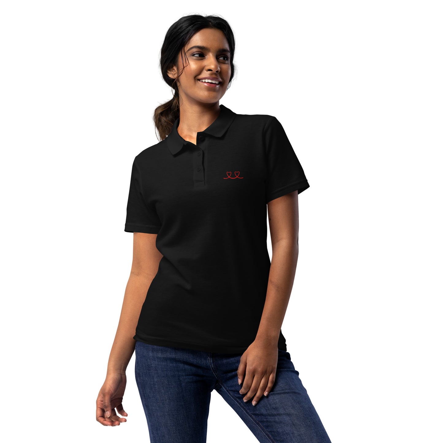 Women’s Pique Polo Shirt Smiley Embroidery