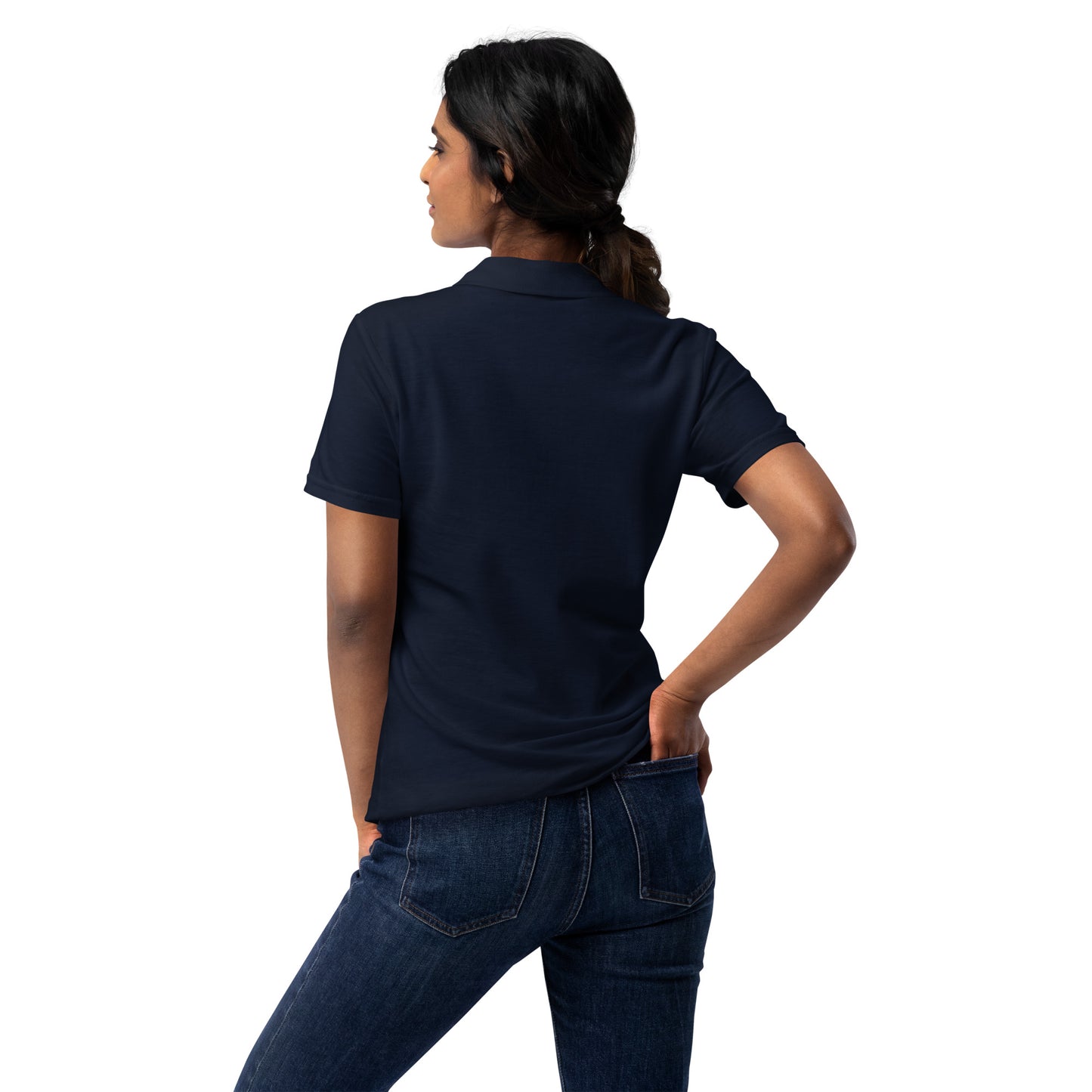 Women’s Pique Polo Shirt Smiley Embroidery